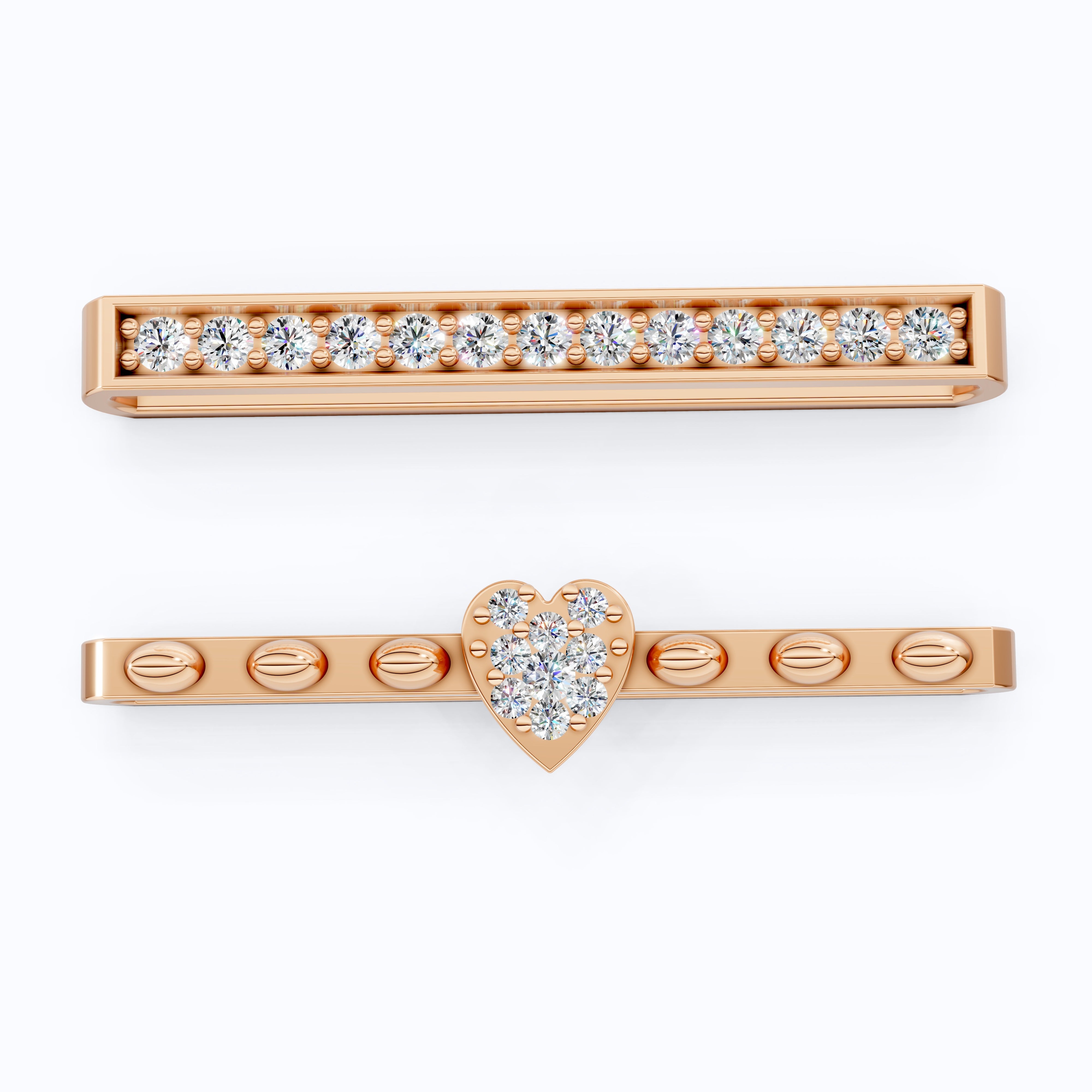 Modern Bar & Heart Watch Charm – Lab Grown Diamonds, Solid 14K Gold, Gift for Her, Luxury Bracelet Accessories