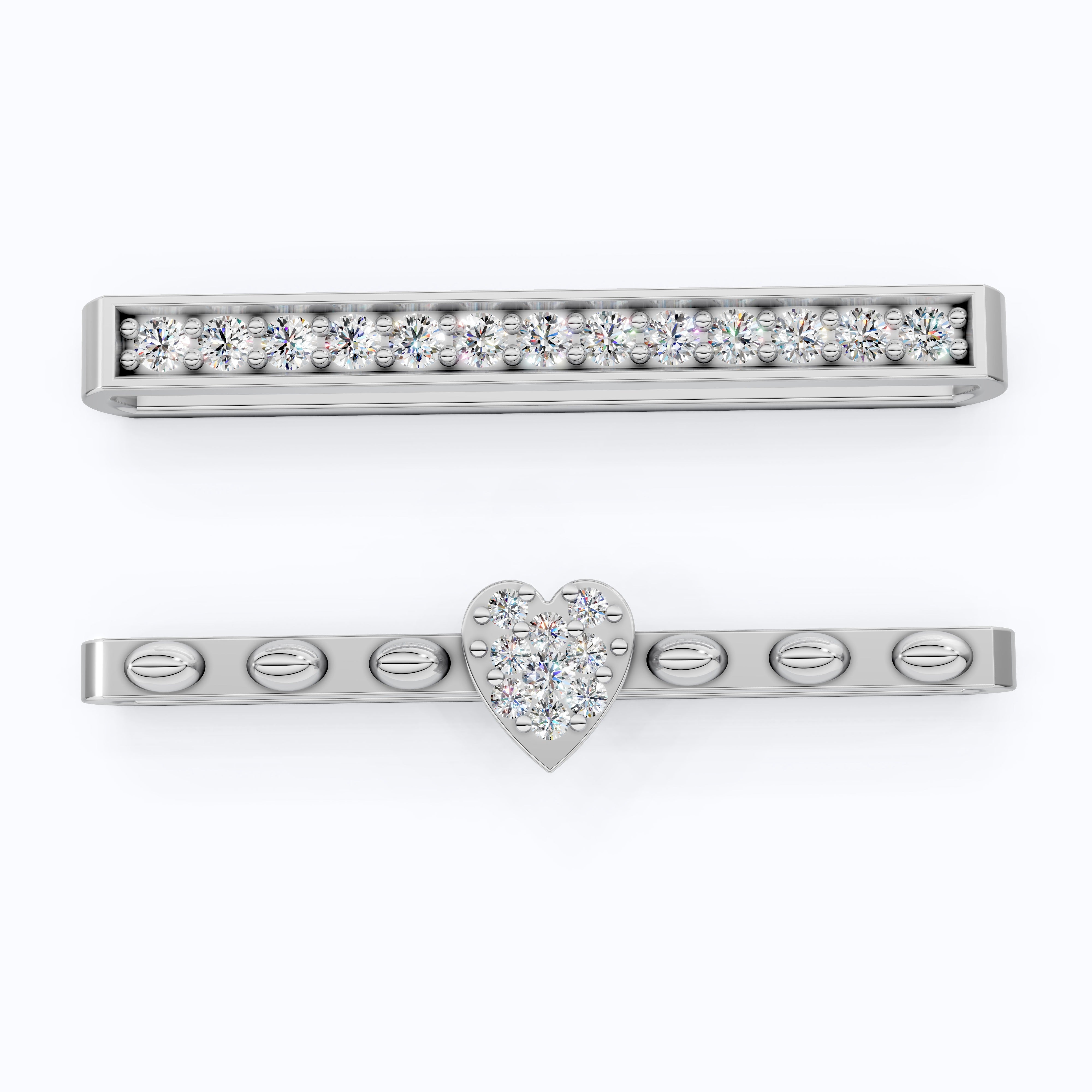 Modern Bar & Heart Watch Charm – Lab Grown Diamonds, Solid 14K Gold, Gift for Her, Luxury Bracelet Accessories