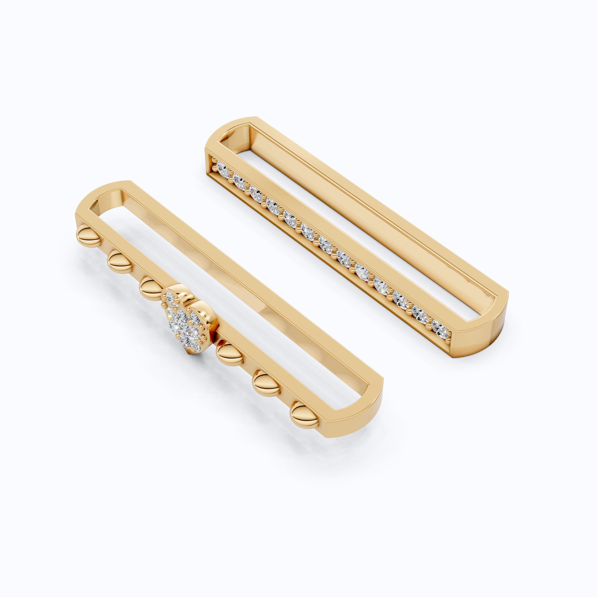 Modern Bar & Heart Watch Charm – Lab Grown Diamonds, Solid 14K Gold, Gift for Her, Luxury Bracelet Accessories