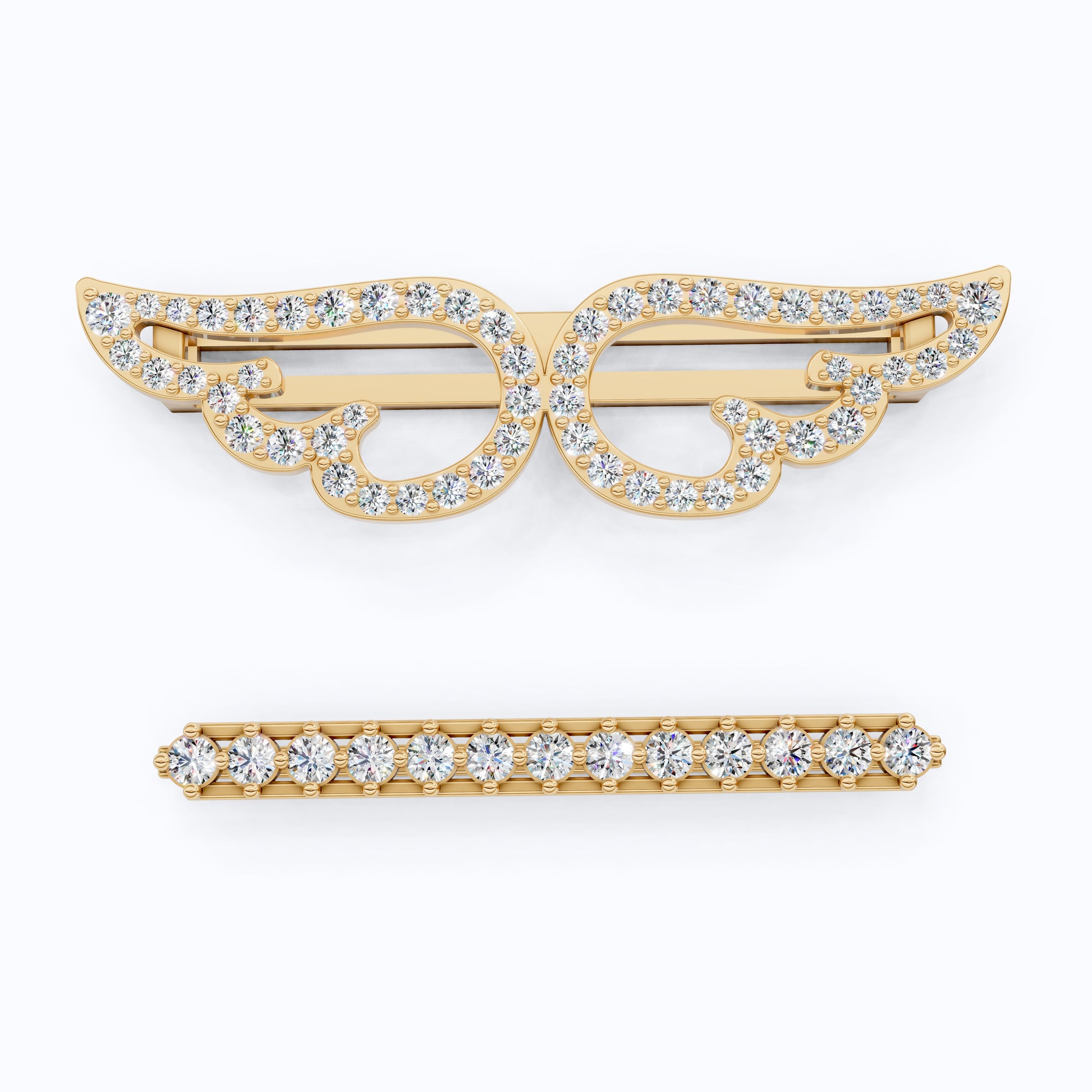 Angel Wing & Bar Watch Charms in Lab Grown Diamond – Solid 14K Gold, Luxury Gift for Wife, Bridal Jewelry Charm Accessory