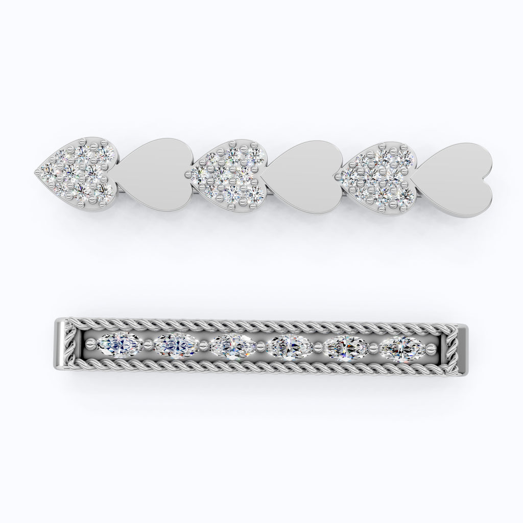 Romantic Alternating Heart Stack & Twisted Rope Bar Watch Charms in Lab Diamond – 14K Solid Gold, Modern Accessory, Gift for Wife