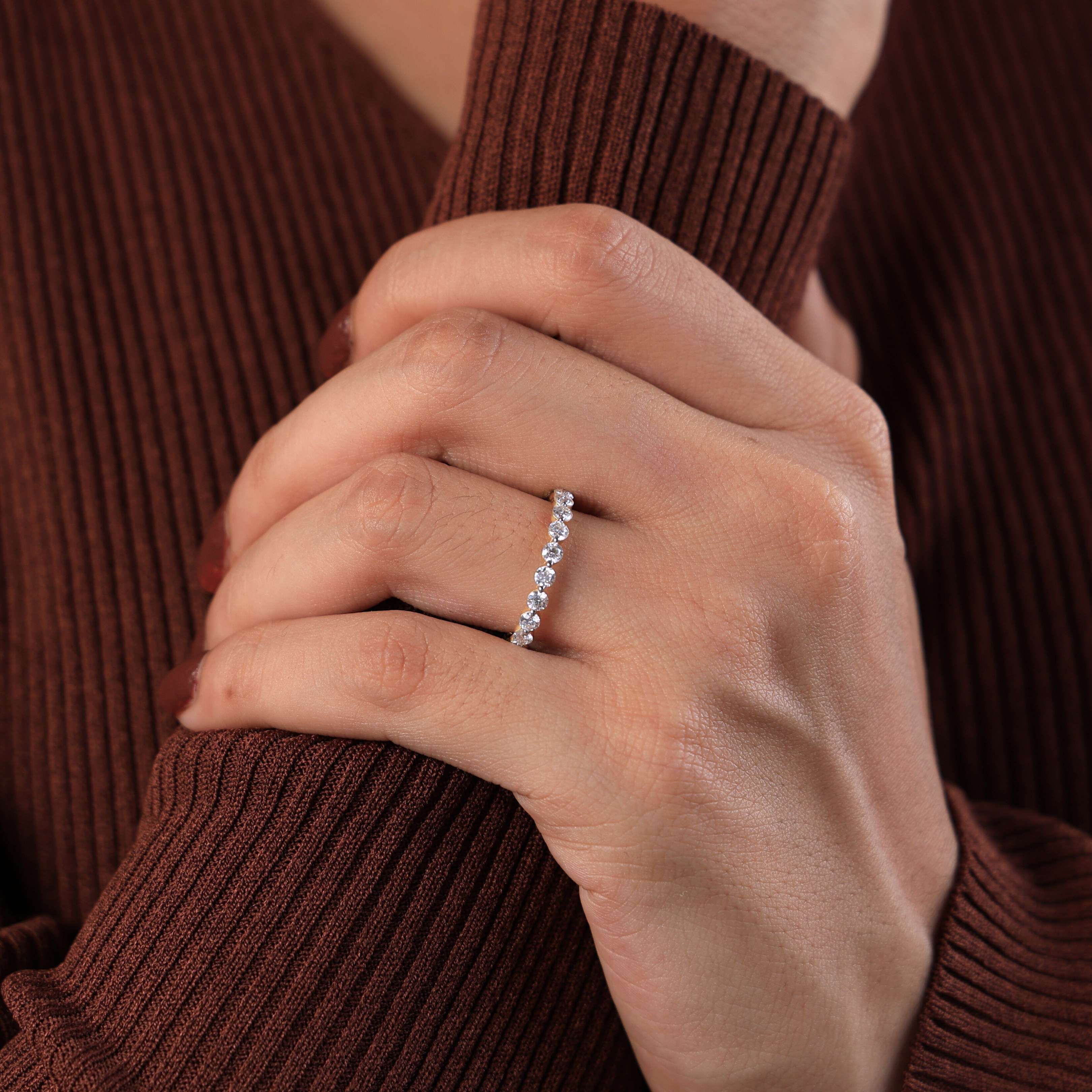 Oval Solitaire & Curved Band Bridal Ring Set in Lab Diamond – 14k Solid Gold, Bridal Jewelry, Anniversary Gift for Her