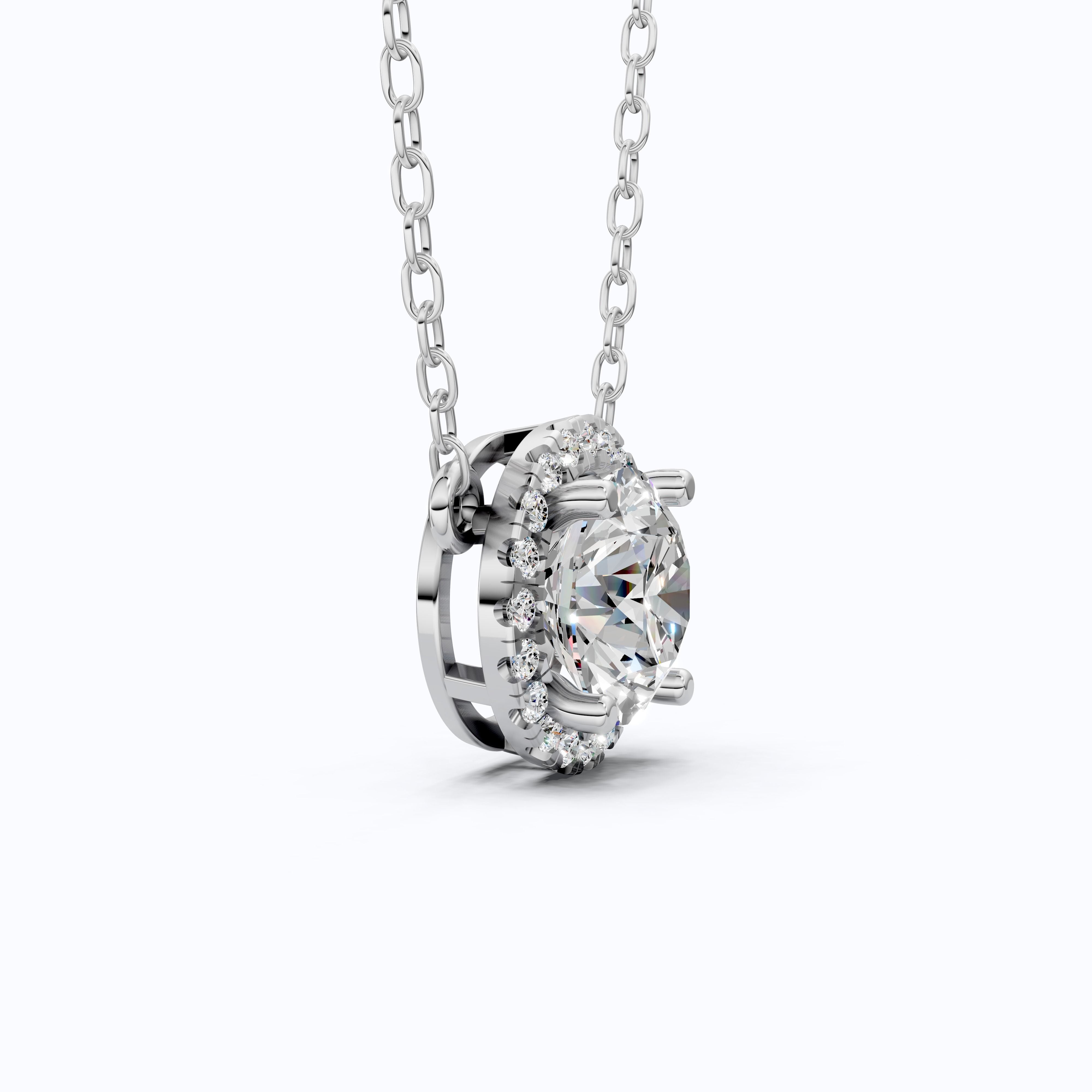 Timeless Round Halo Pendant Necklace in 14K Solid Gold, 2.00 CT Round Cut Lab Diamond, Bridal Jewelry, Anniversary Gift for Her