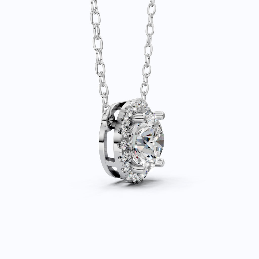 Timeless Round Halo Pendant Necklace in 14K Solid Gold, 2.00 CT Round Cut Lab Diamond, Bridal Jewelry, Anniversary Gift for Her