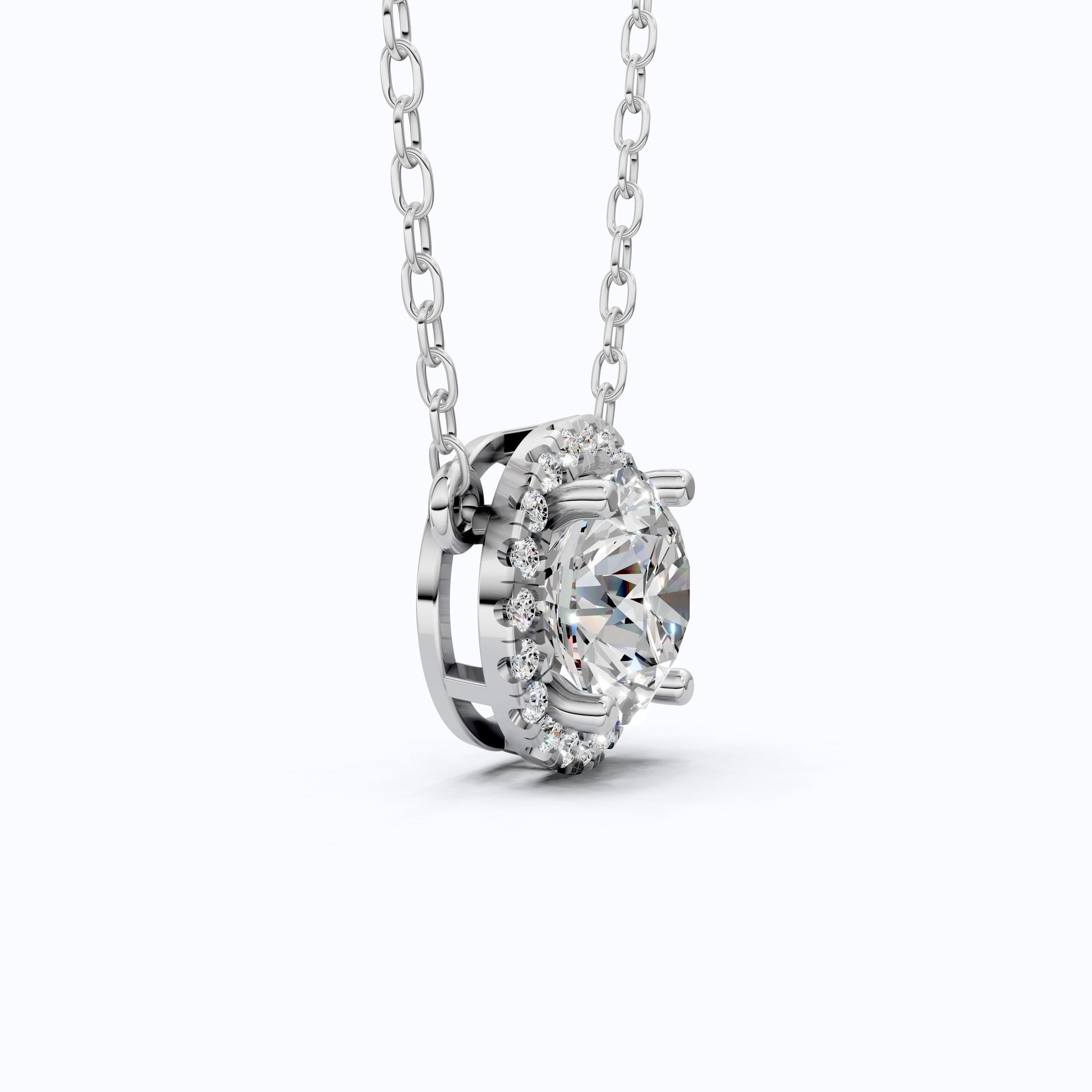 Timeless Round Halo Pendant Necklace in 14K Solid Gold, 2.00 CT Round Cut Lab Diamond, Bridal Jewelry, Anniversary Gift for Her