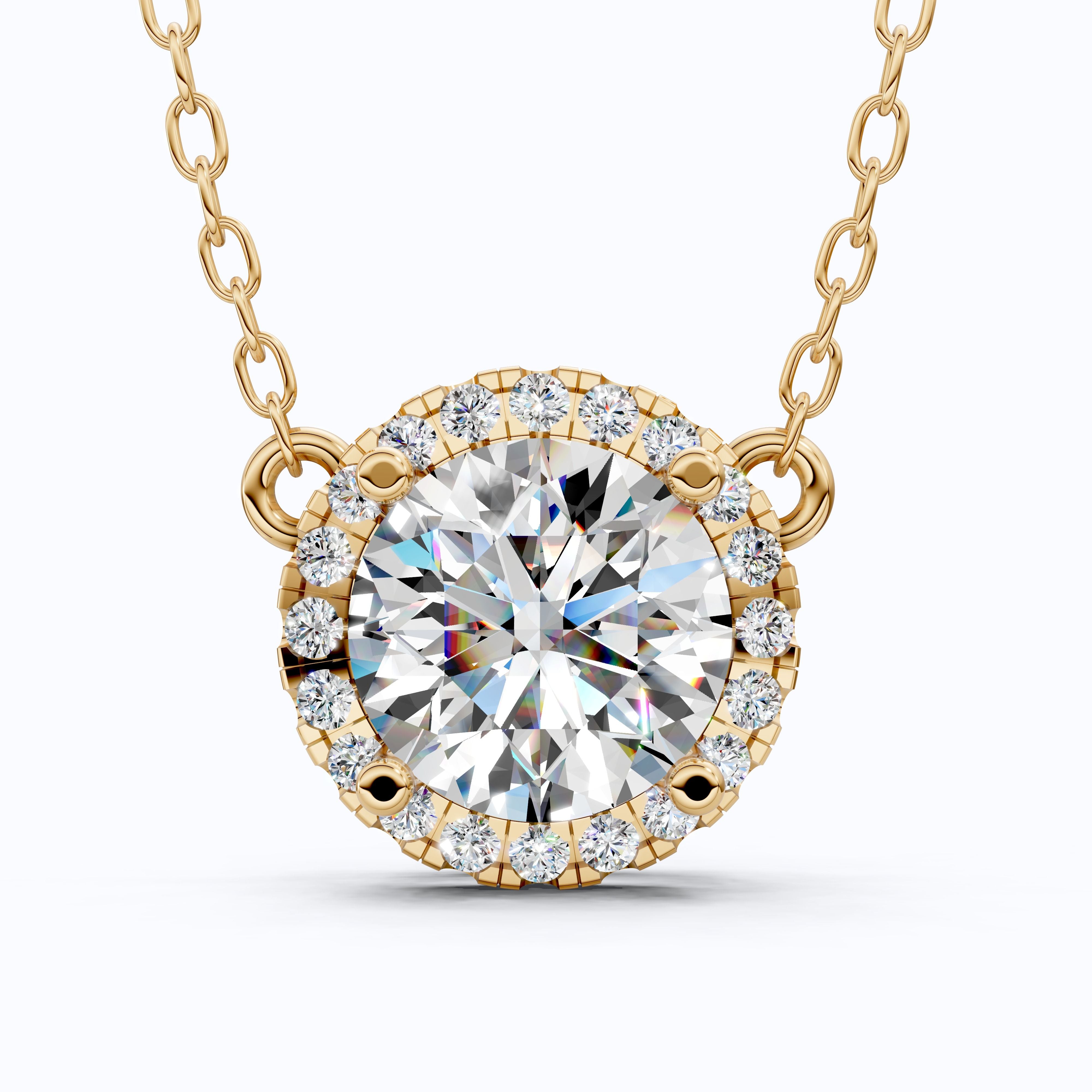Timeless Round Halo Pendant Necklace in 14K Solid Gold, 2.00 CT Round Cut Lab Diamond, Bridal Jewelry, Anniversary Gift for Her