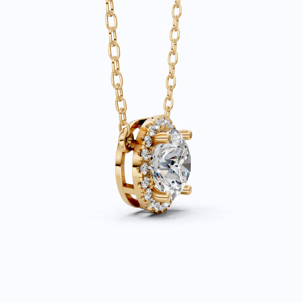 Timeless Round Halo Pendant Necklace in 14K Solid Gold, 2.00 CT Round Cut Lab Diamond, Bridal Jewelry, Anniversary Gift for Her
