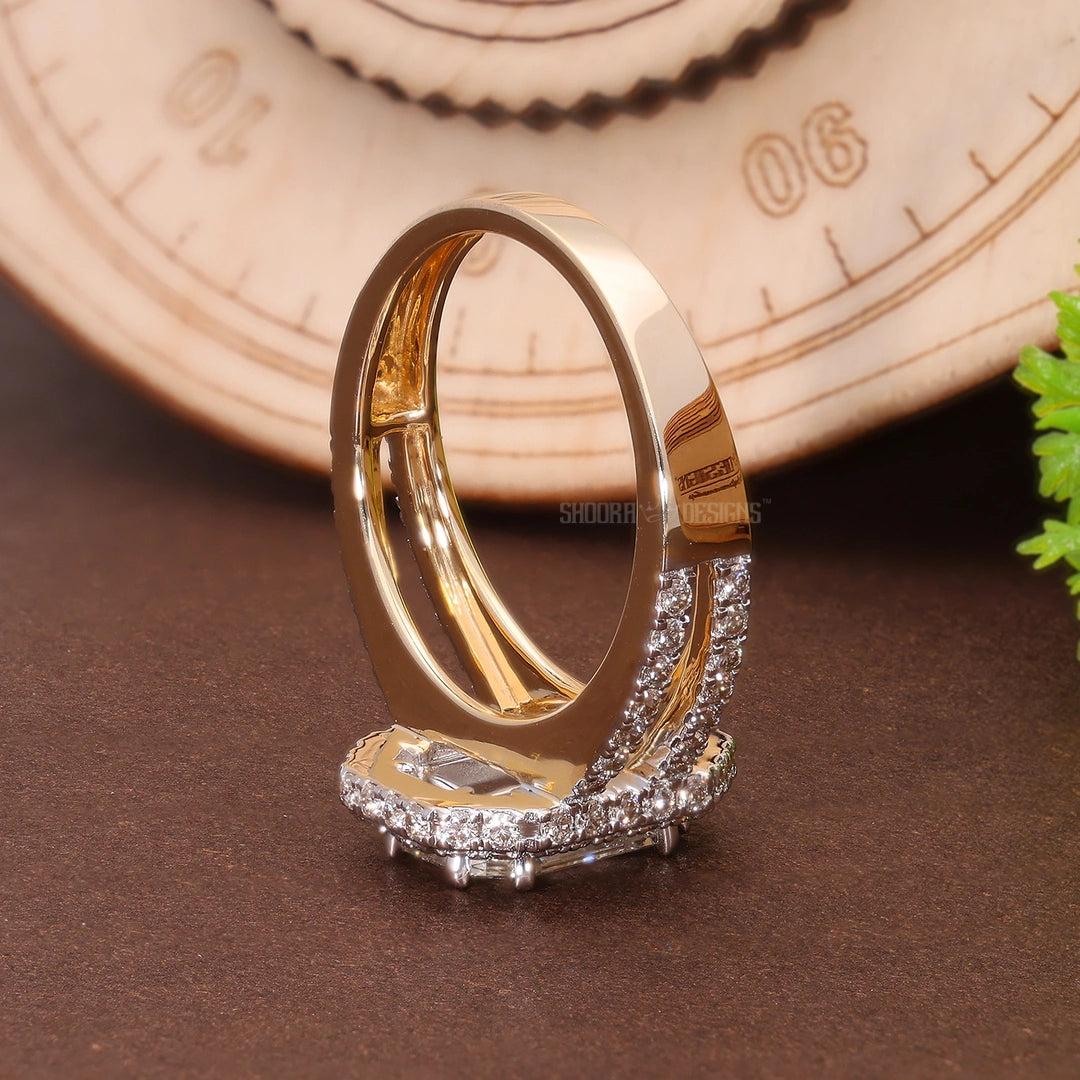 Illusion Halo Pave Split Shank Engagement Ring in Natural Diamond 14k Solid Gold, Anniversary Gift for Wife, Handmade Bridal Jewelry, Everyday Illusion Ring