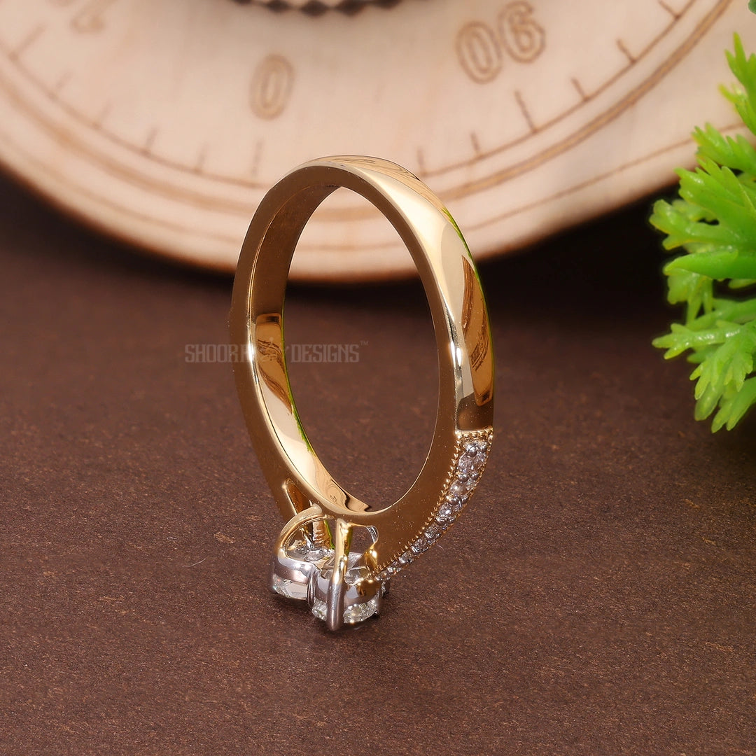 Illusion Heart Pave Wedding Ring in Natural Diamond – 14k Solid Gold, Engagement Ring Gift for Women, Everyday Jewelry, Handmade Pie-Cut Ring
