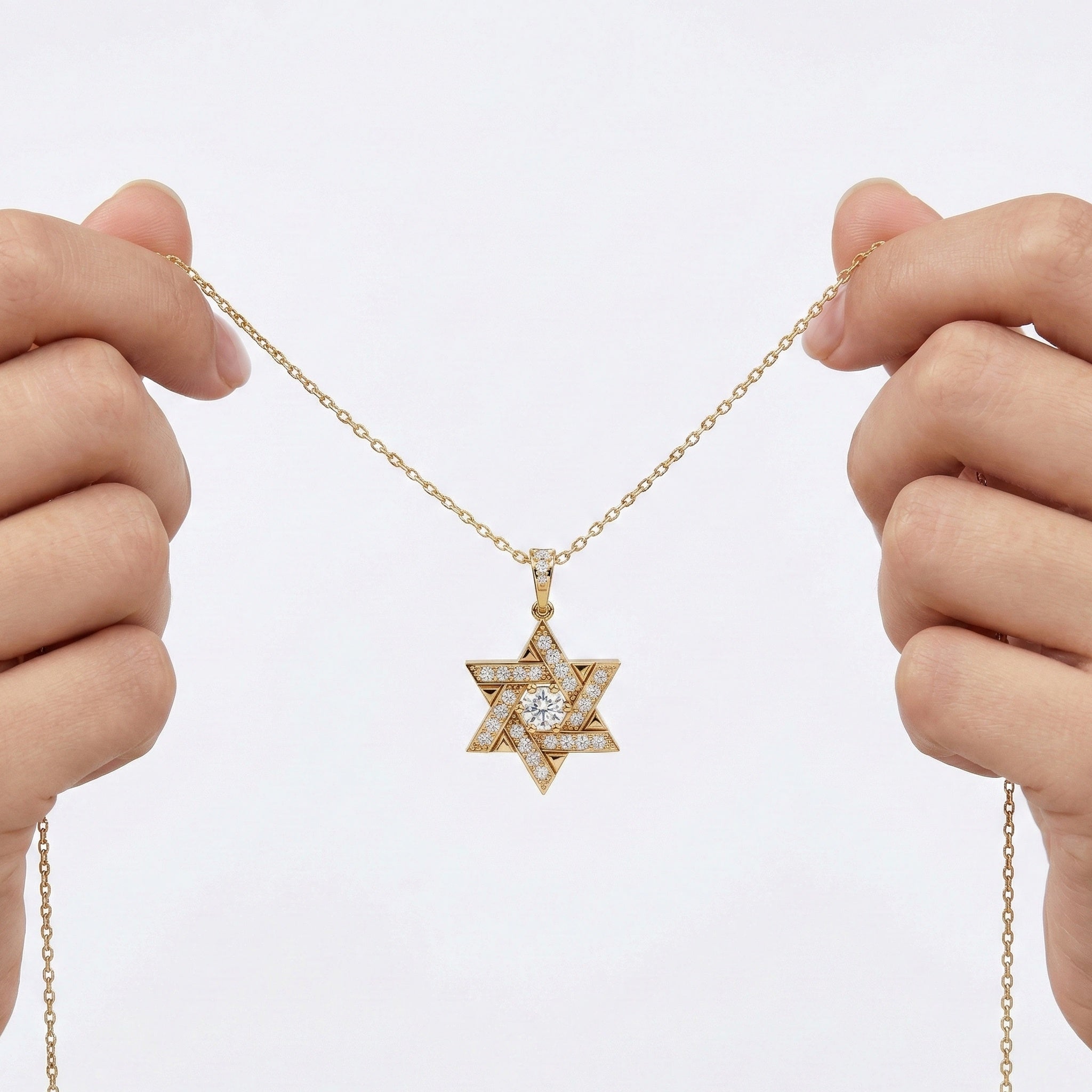 Unique Interwoven Star Diamond Pendant in 14k Solid Gold, 1.11 TCW Round Cut Lab Grown Diamonds, Perfect Gift for Women, Wedding Jewelry, Everyday Pendant