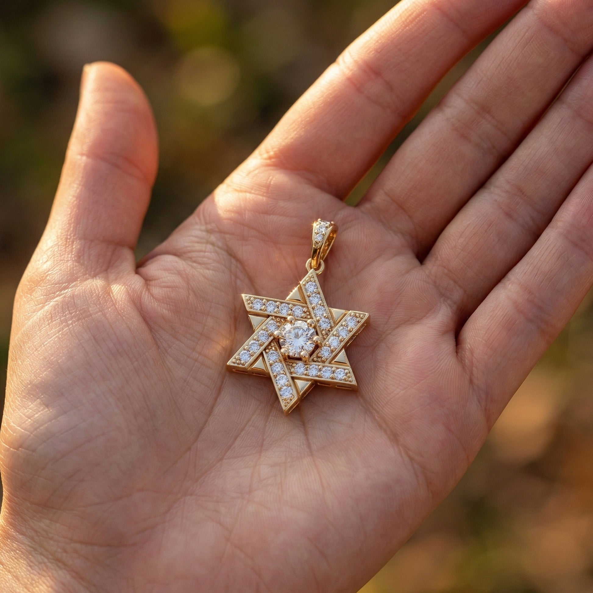 Unique Interwoven Star Diamond Pendant in 14k Solid Gold, 1.11 TCW Round Cut Lab Grown Diamonds, Perfect Gift for Women, Wedding Jewelry, Everyday Pendant