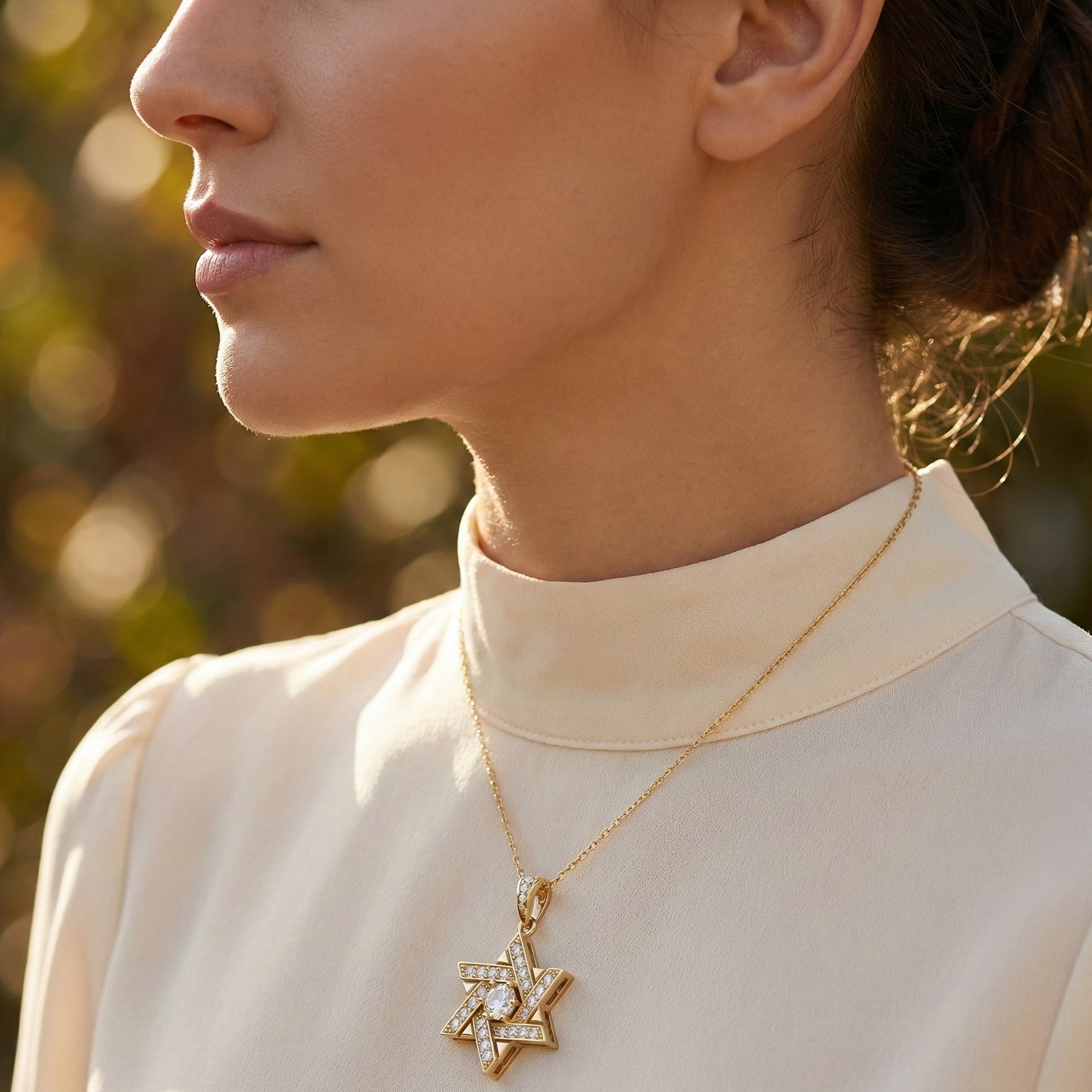 Unique Interwoven Star Diamond Pendant in 14k Solid Gold, 1.11 TCW Round Cut Lab Grown Diamonds, Perfect Gift for Women, Wedding Jewelry, Everyday Pendant