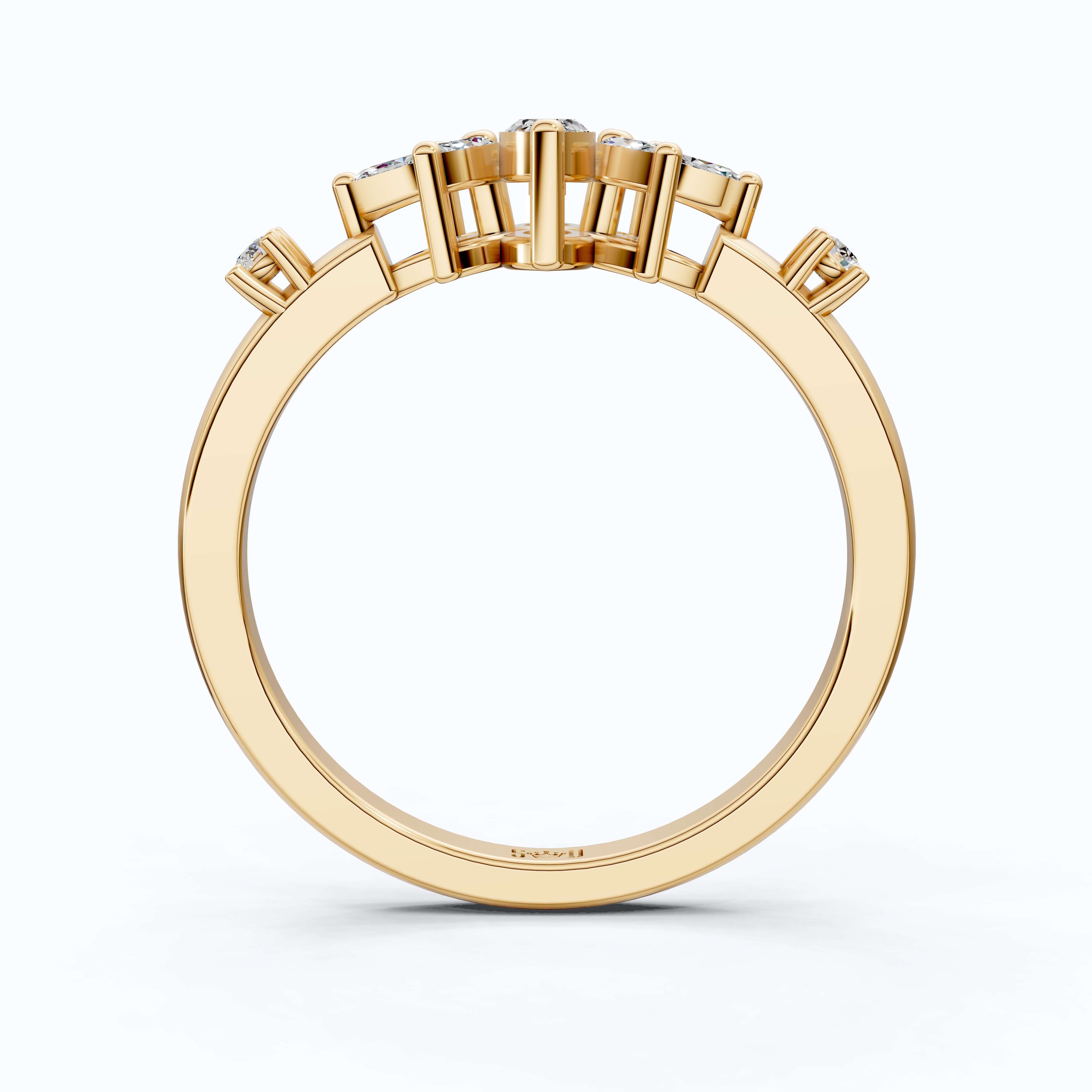 Vintage Art Deco Marquise Engagement Ring in 14k Solid Gold, 0.28 TCW Marquise/Round Cut Lab Diamonds, Anniversary Gift For Her, Everyday Ring