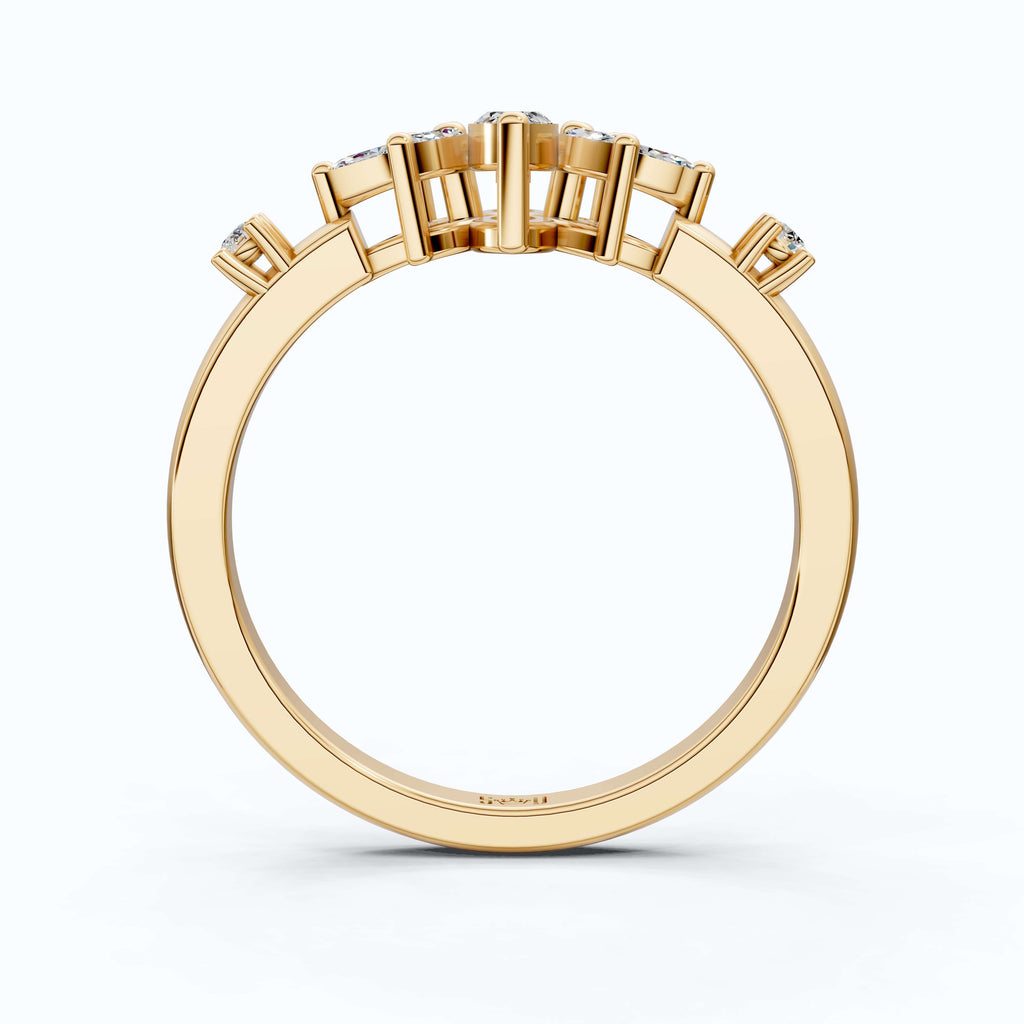 Vintage Art Deco Marquise Engagement Ring in 14k Solid Gold, 0.28 TCW Marquise/Round Cut Lab Diamonds, Anniversary Gift For Her, Everyday Ring