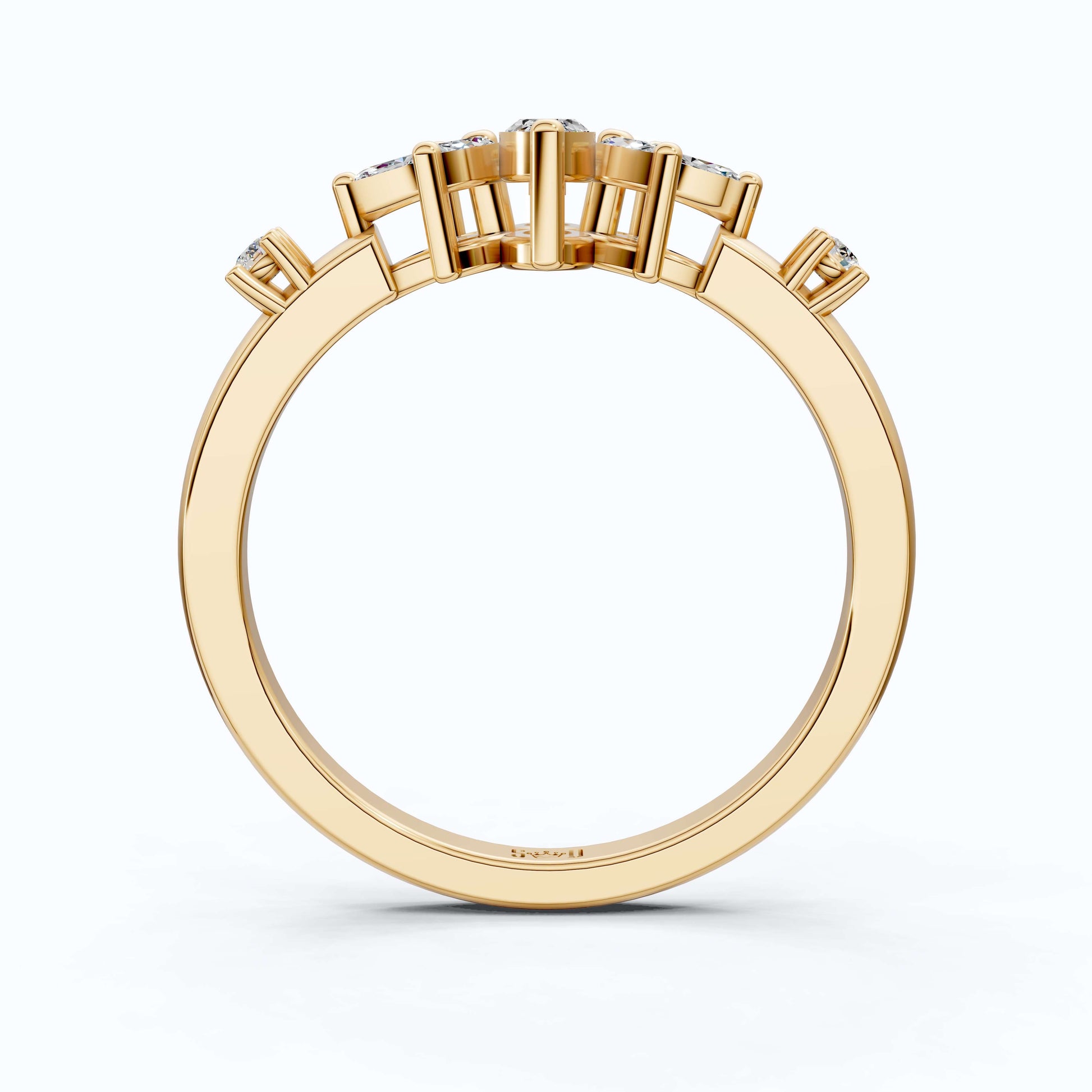 Vintage Art Deco Marquise Engagement Ring in 14k Solid Gold, 0.28 TCW Marquise/Round Cut Lab Diamonds, Anniversary Gift For Her, Everyday Ring