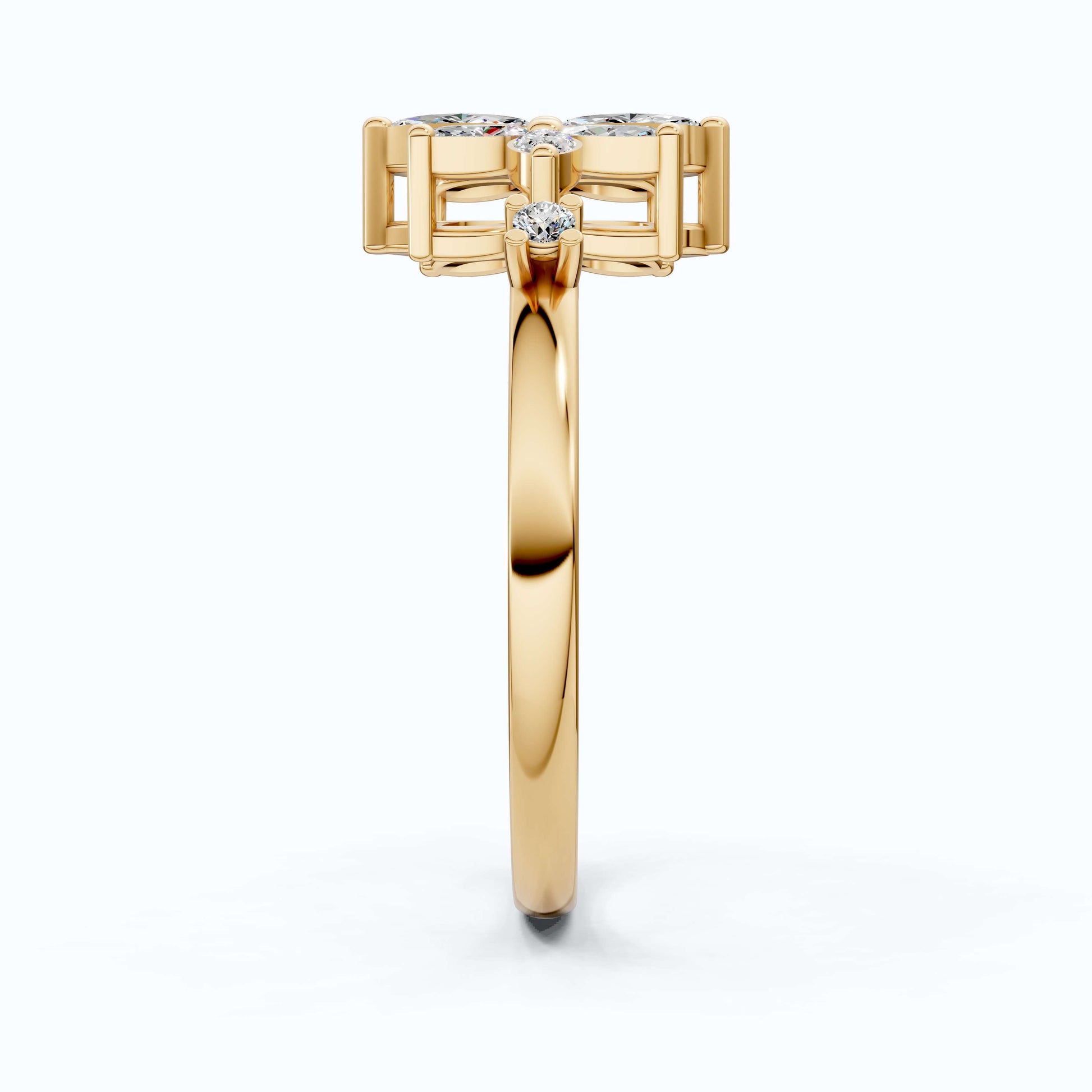 Vintage Art Deco Marquise Engagement Ring in 14k Solid Gold, 0.28 TCW Marquise/Round Cut Lab Diamonds, Anniversary Gift For Her, Everyday Ring