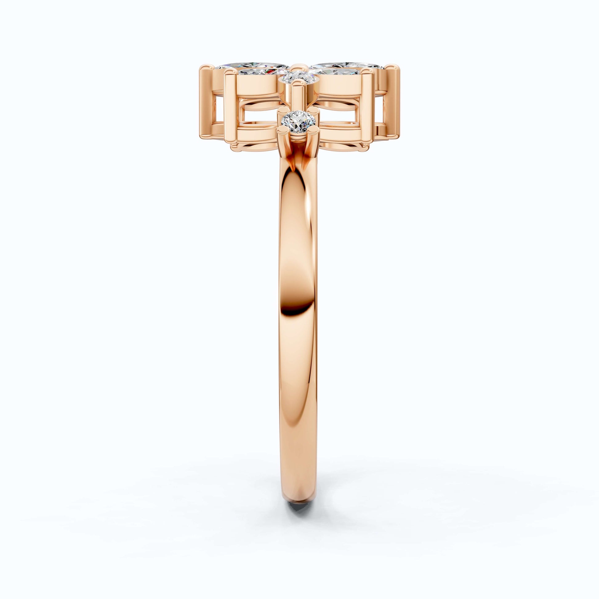 Vintage Art Deco Marquise Engagement Ring in 14k Solid Gold, 0.28 TCW Marquise/Round Cut Lab Diamonds, Anniversary Gift For Her, Everyday Ring