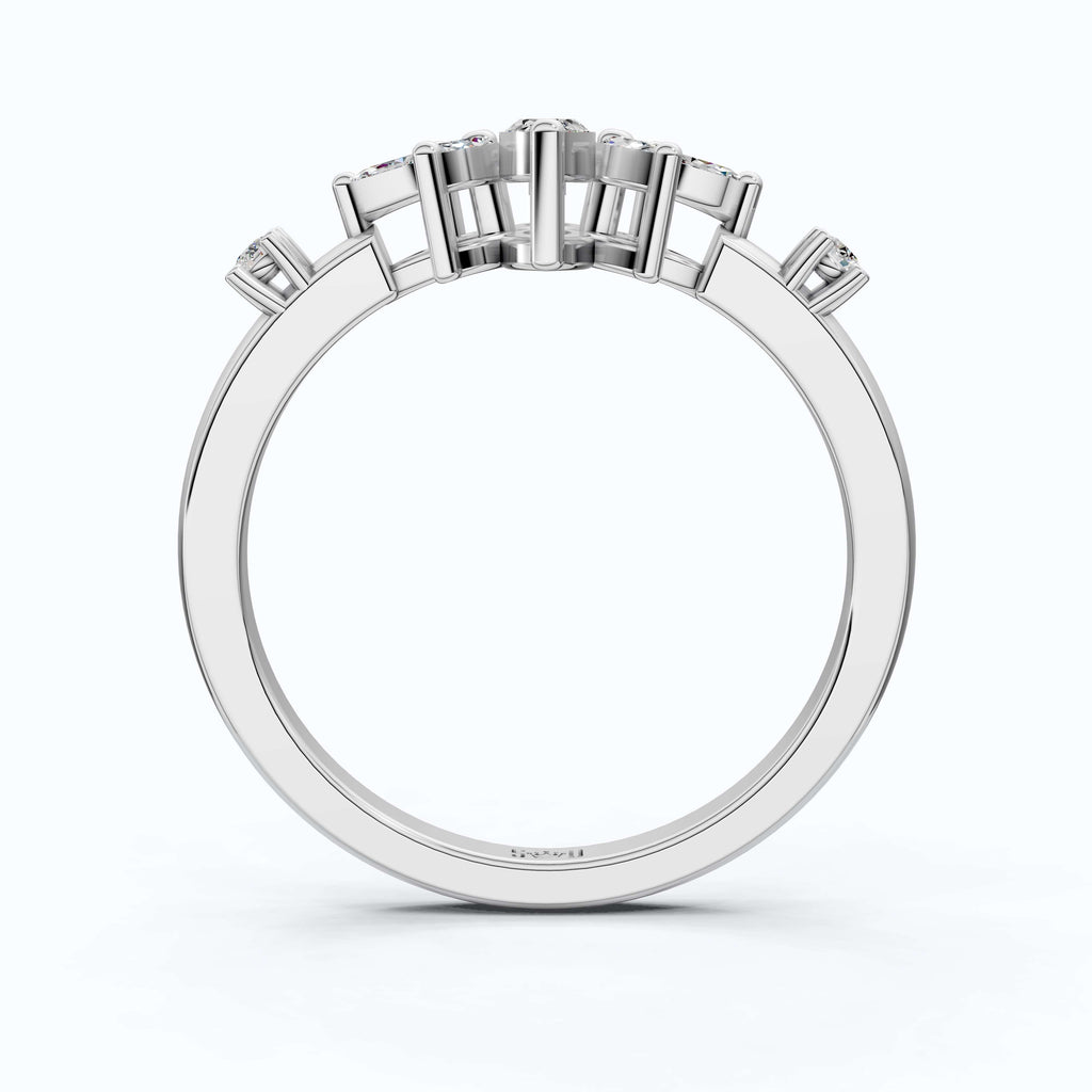 Vintage Art Deco Marquise Engagement Ring in 14k Solid Gold, 0.28 TCW Marquise/Round Cut Lab Diamonds, Anniversary Gift For Her, Everyday Ring