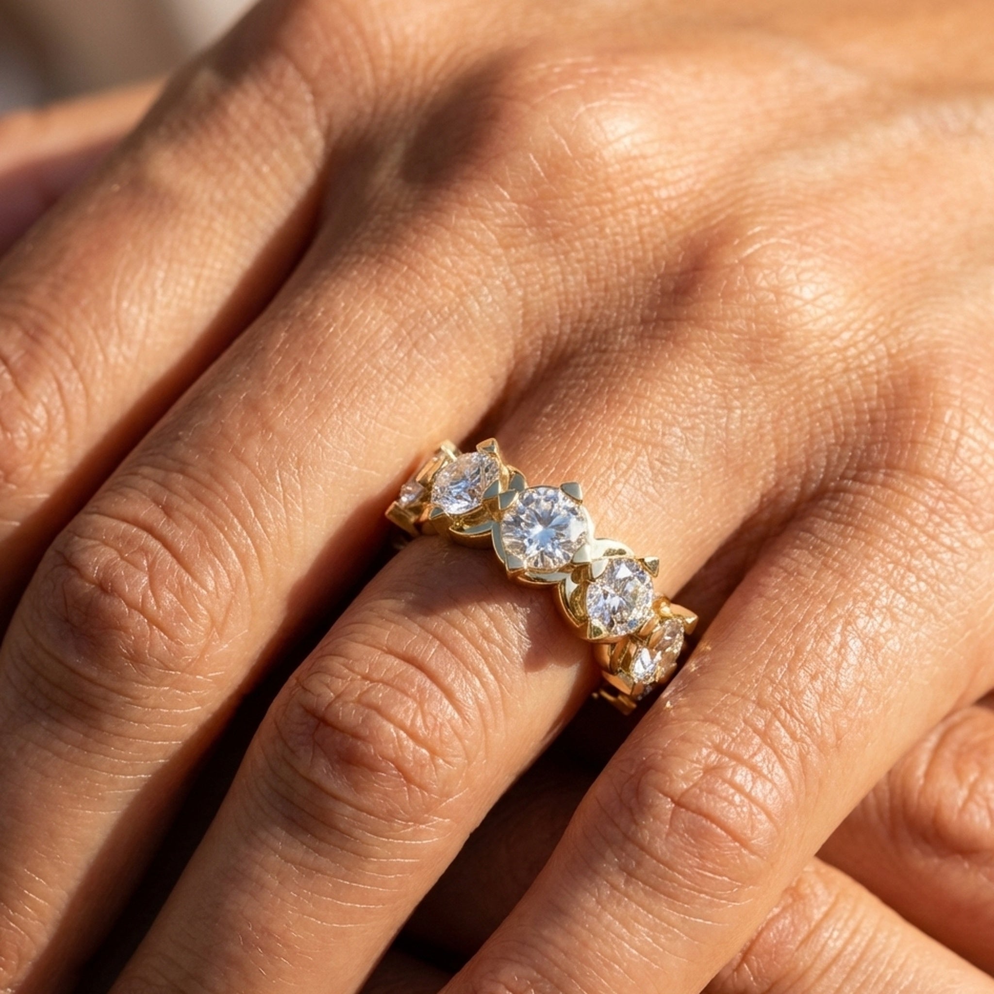 Scalloped Petal Crown Eternity Band in 14k Solid Gold, 1.50 TCW Round Cut Lab Grown Diamonds, Classic Anniversary Gift