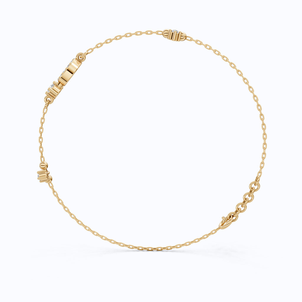 Modern Halo Circle Bracelet in 14k Solid Gold, 0.21 TCW Round Cut Lab Grown Diamonds, Gift for Her, Wedding Jewelry