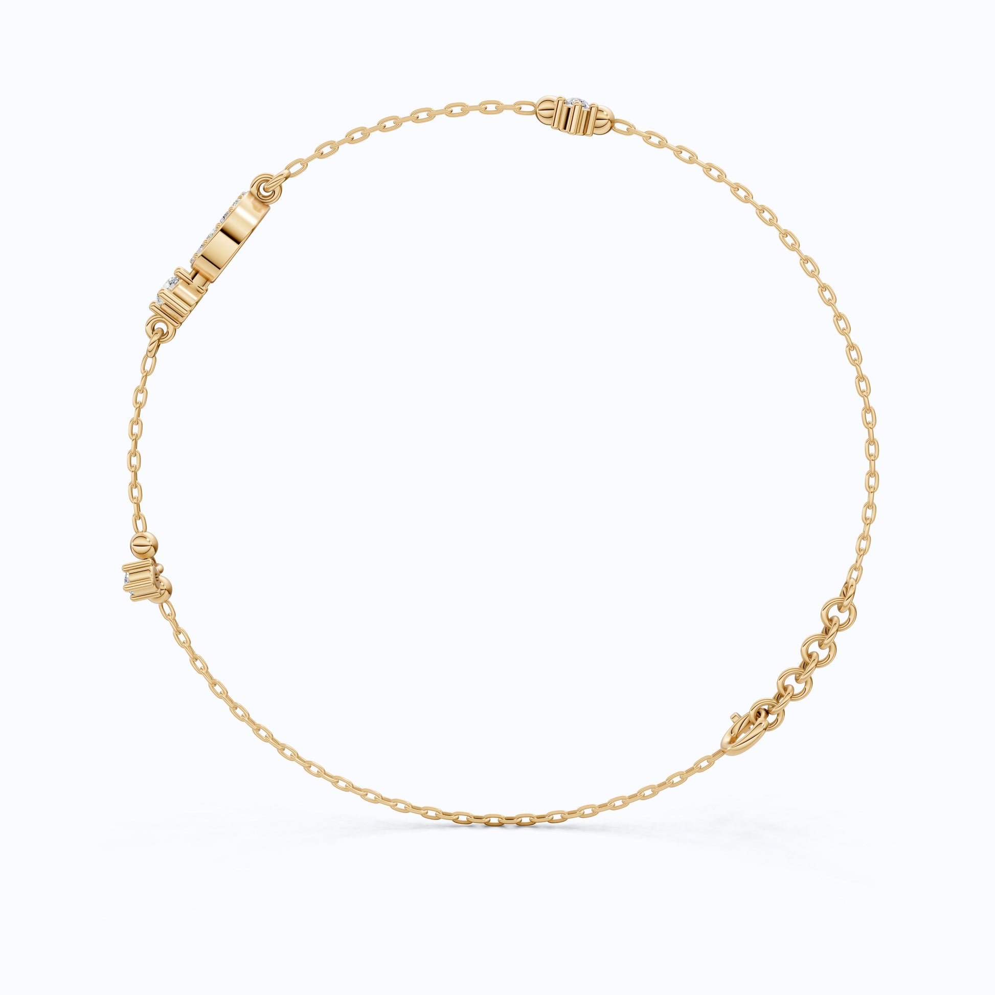 Modern Halo Circle Bracelet in 14k Solid Gold, 0.21 TCW Round Cut Lab Grown Diamonds, Gift for Her, Wedding Jewelry