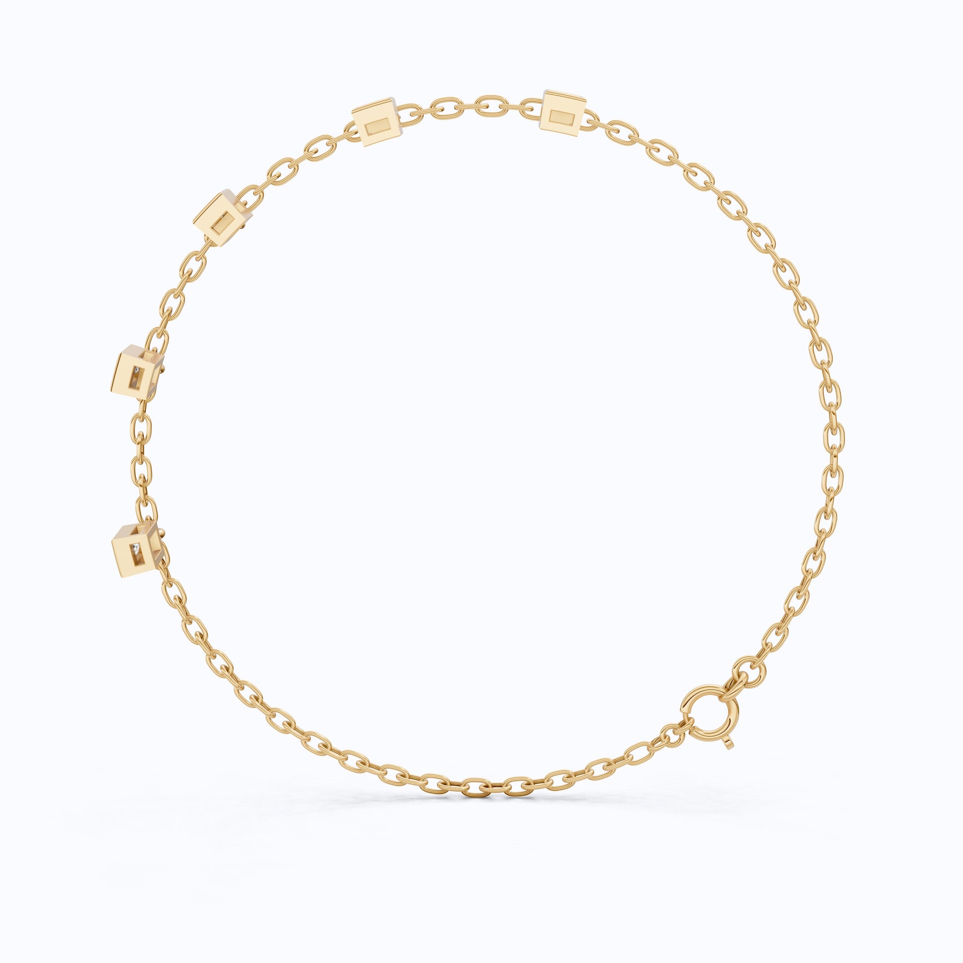 Modern Baguette Drop Charm Bracelet in 14k Solid Gold, 0.7 TCW Baguette Cut Lab Created Diamonds, Gift for Her, Bridal Jewelry