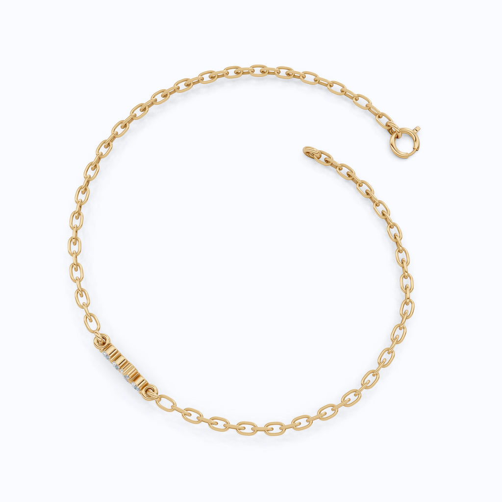 Everyday Jesus Cross Link Bracelet in 14K Solid Gold, 0.21 TCW Round Cut Lab Grown diamonds, Women's Minimal Jewelry, Gift for Her