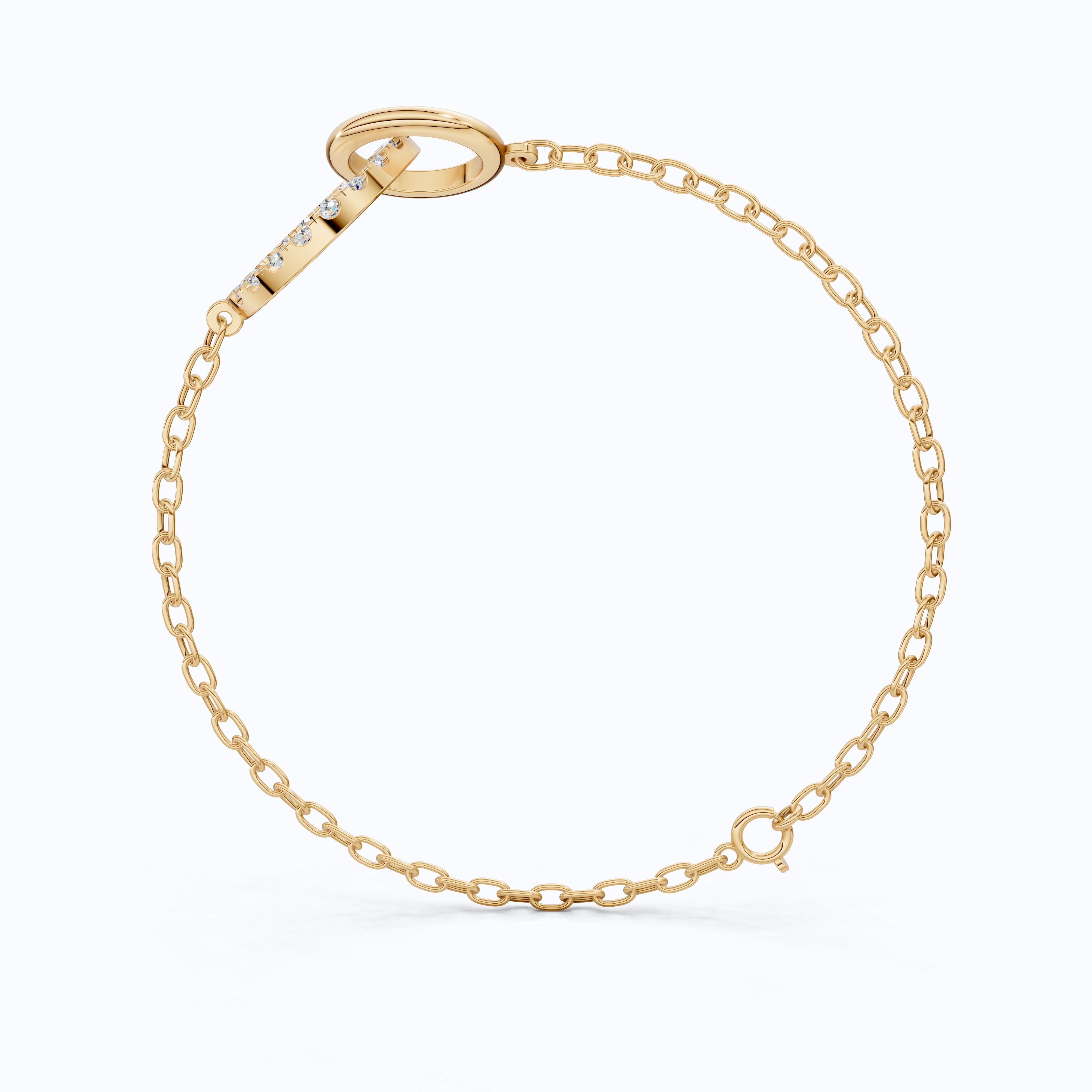 Eternity Double Circle Chain Bracelet in 14K Solid Gold, 0.80 TCW Round Cut Lab Diamonds, Gift for Her, Modern Jewelry