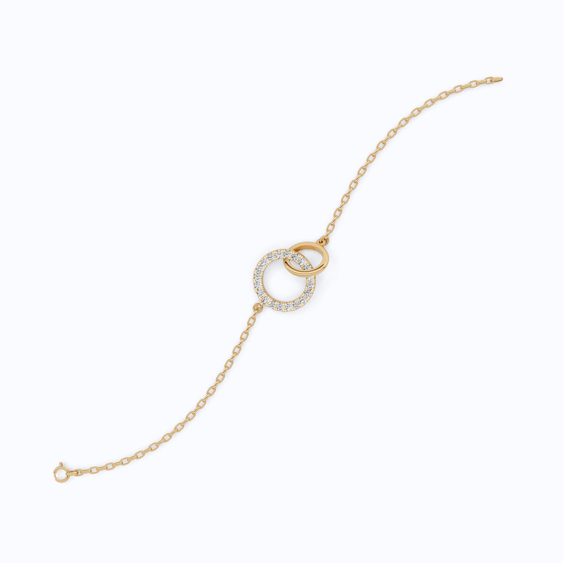 Eternity Double Circle Chain Bracelet in 14K Solid Gold, 0.80 TCW Round Cut Lab Diamonds, Gift for Her, Modern Jewelry