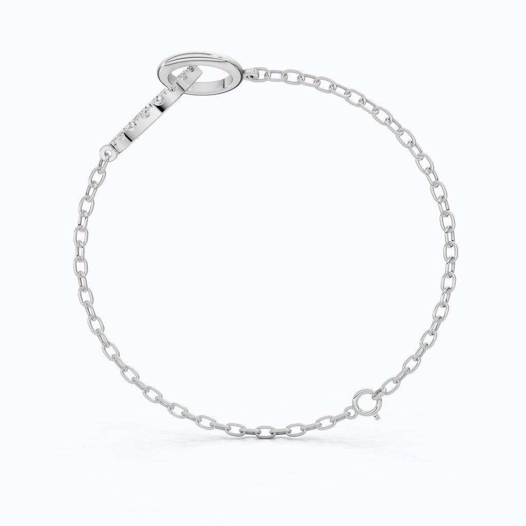 Eternity Double Circle Chain Bracelet in 14K Solid Gold, 0.80 TCW Round Cut Lab Diamonds, Gift for Her, Modern Jewelry