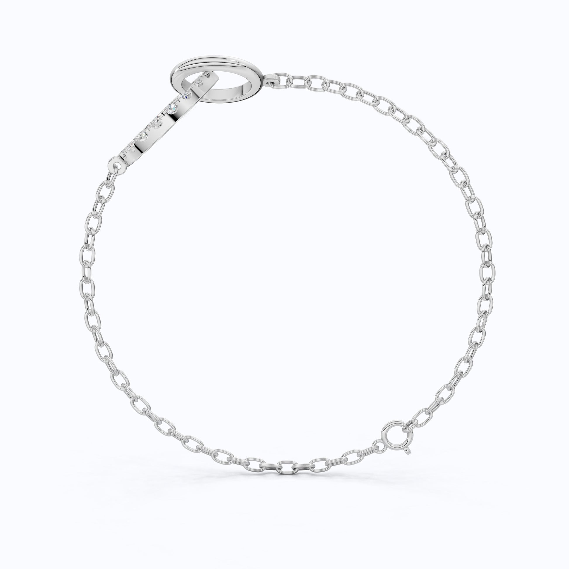 Eternity Double Circle Chain Bracelet in 14K Solid Gold, 0.80 TCW Round Cut Lab Diamonds, Gift for Her, Modern Jewelry