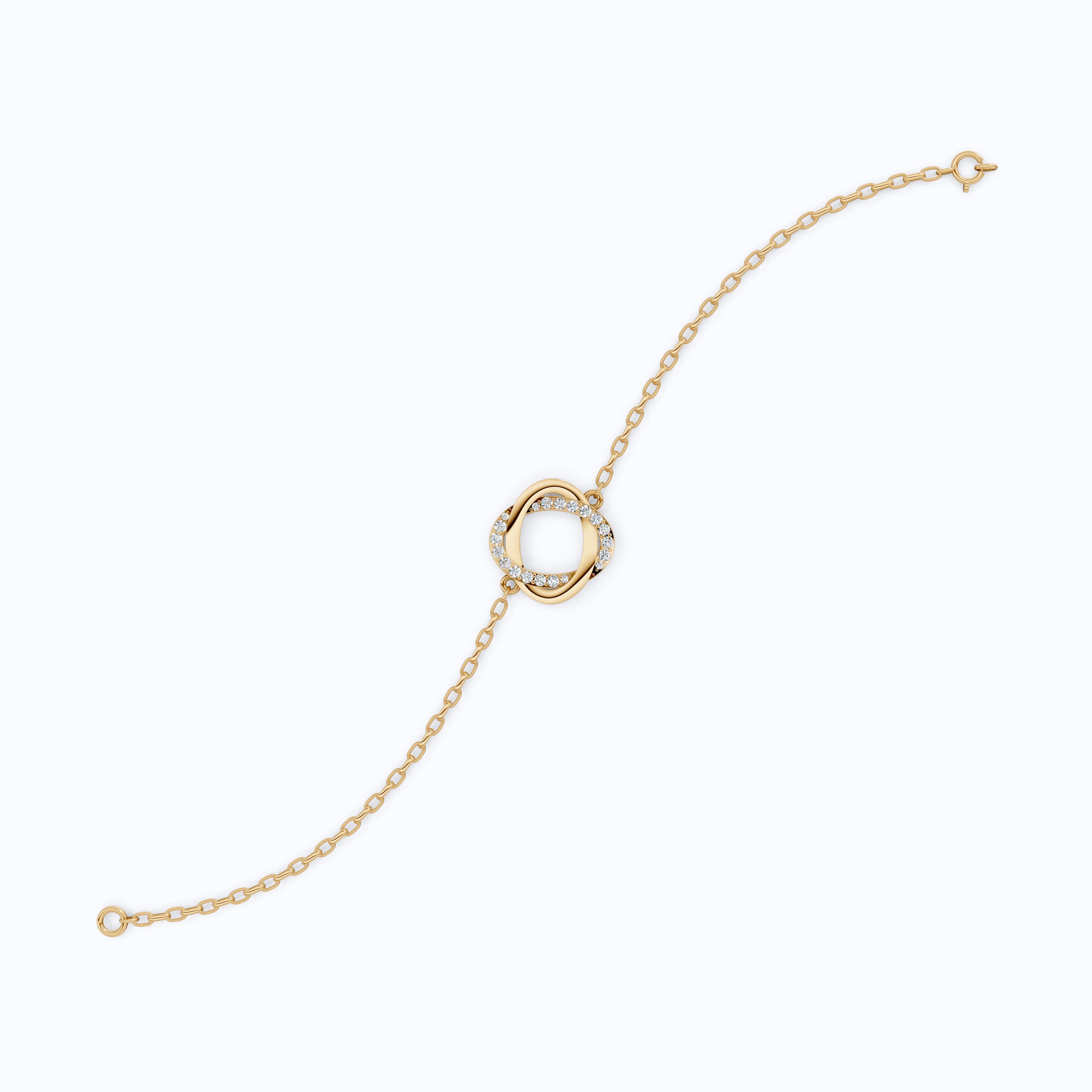 Twisted Infinity Knot Bracelet in 14k Solid Gold, 0.31 TCW Round Cut Lab Diamonds, Anniversary Jewelry