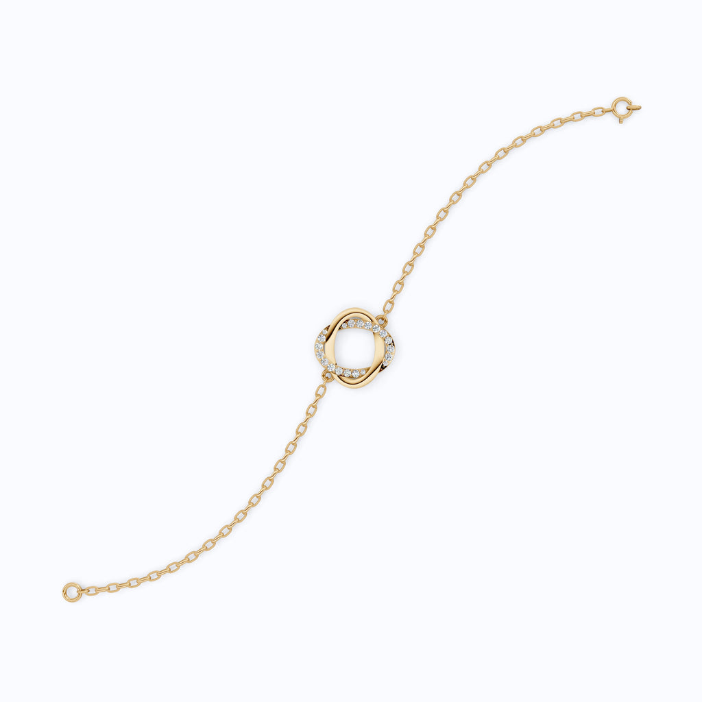 Twisted Infinity Knot Bracelet in 14k Solid Gold, 0.31 TCW Round Cut Lab Diamonds, Anniversary Jewelry