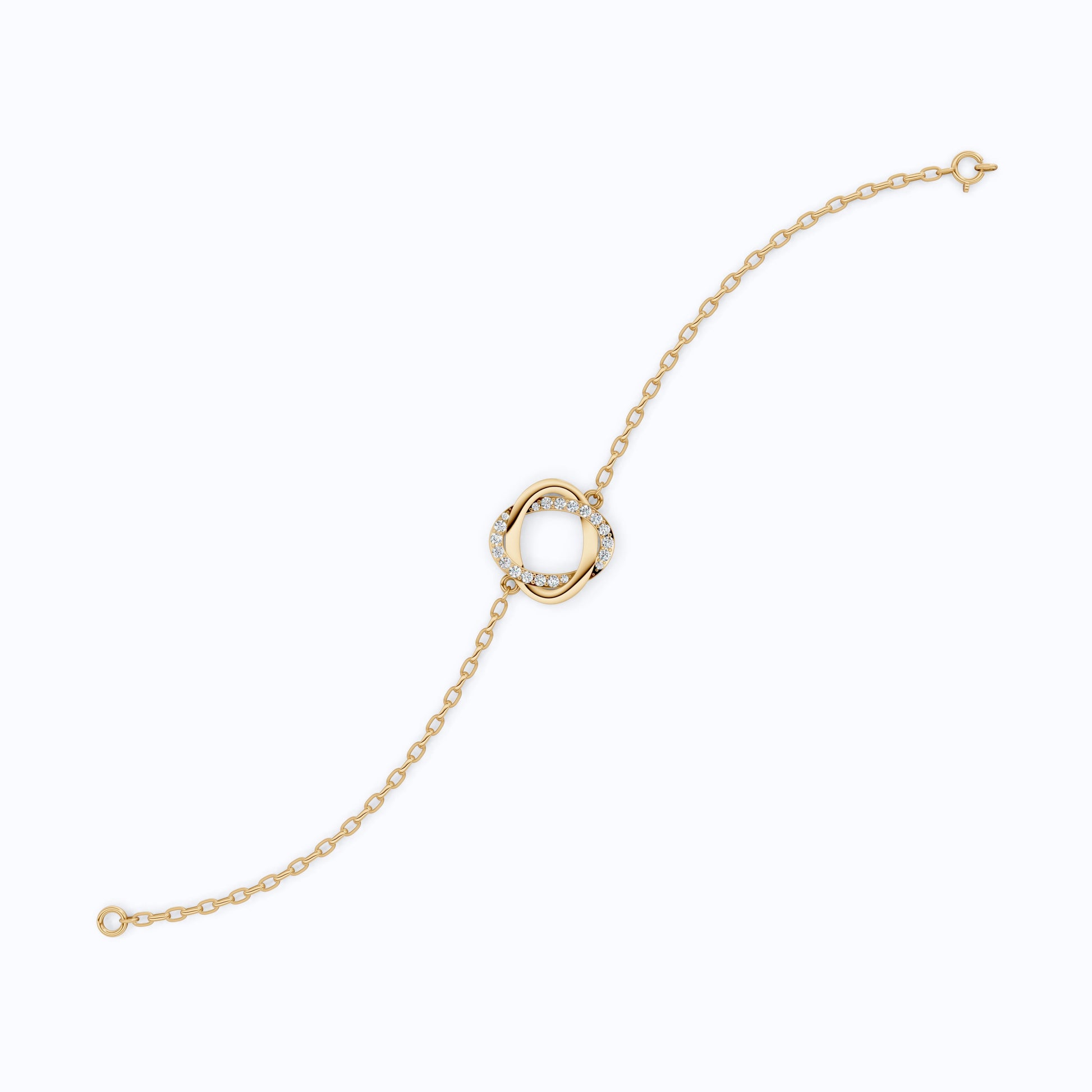Twisted Infinity Knot Bracelet in 14k Solid Gold, 0.31 TCW Round Cut Lab Diamonds, Anniversary Jewelry