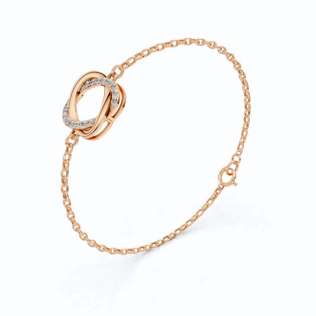 Twisted Infinity Knot Bracelet in 14k Solid Gold, 0.31 TCW Round Cut Lab Diamonds, Anniversary Jewelry