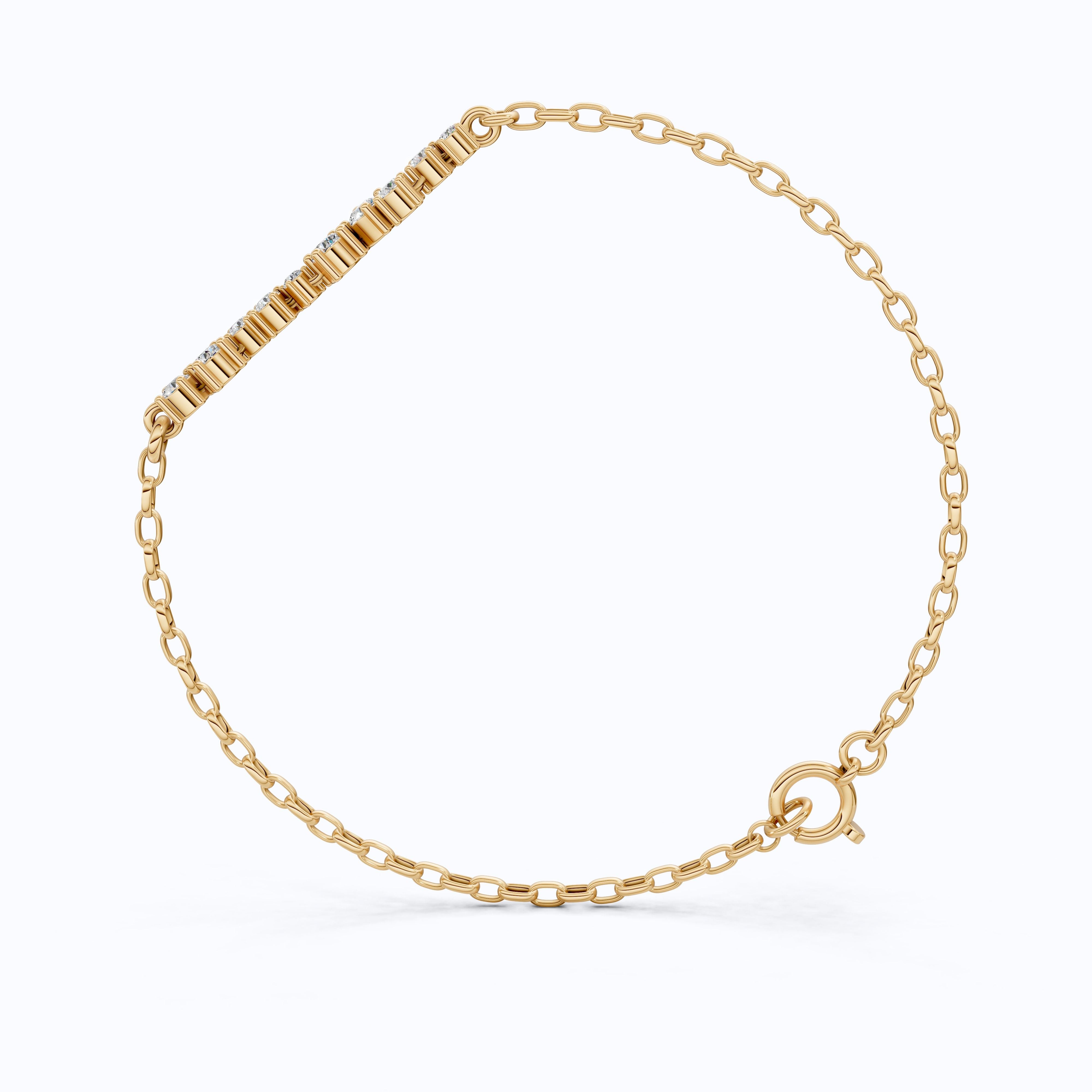 Dainty Cluster Bar Chain Bracelet in 14k Solid Gold, 0.55 TCW Round Cut Lab Created Diamond, Delicate Gift for Her Jewelry