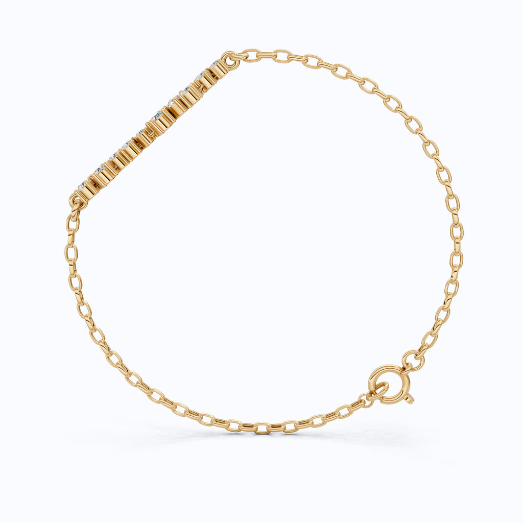 Dainty Cluster Bar Chain Bracelet in 14k Solid Gold, 0.55 TCW Round Cut Lab Created Diamond, Delicate Gift for Her Jewelry