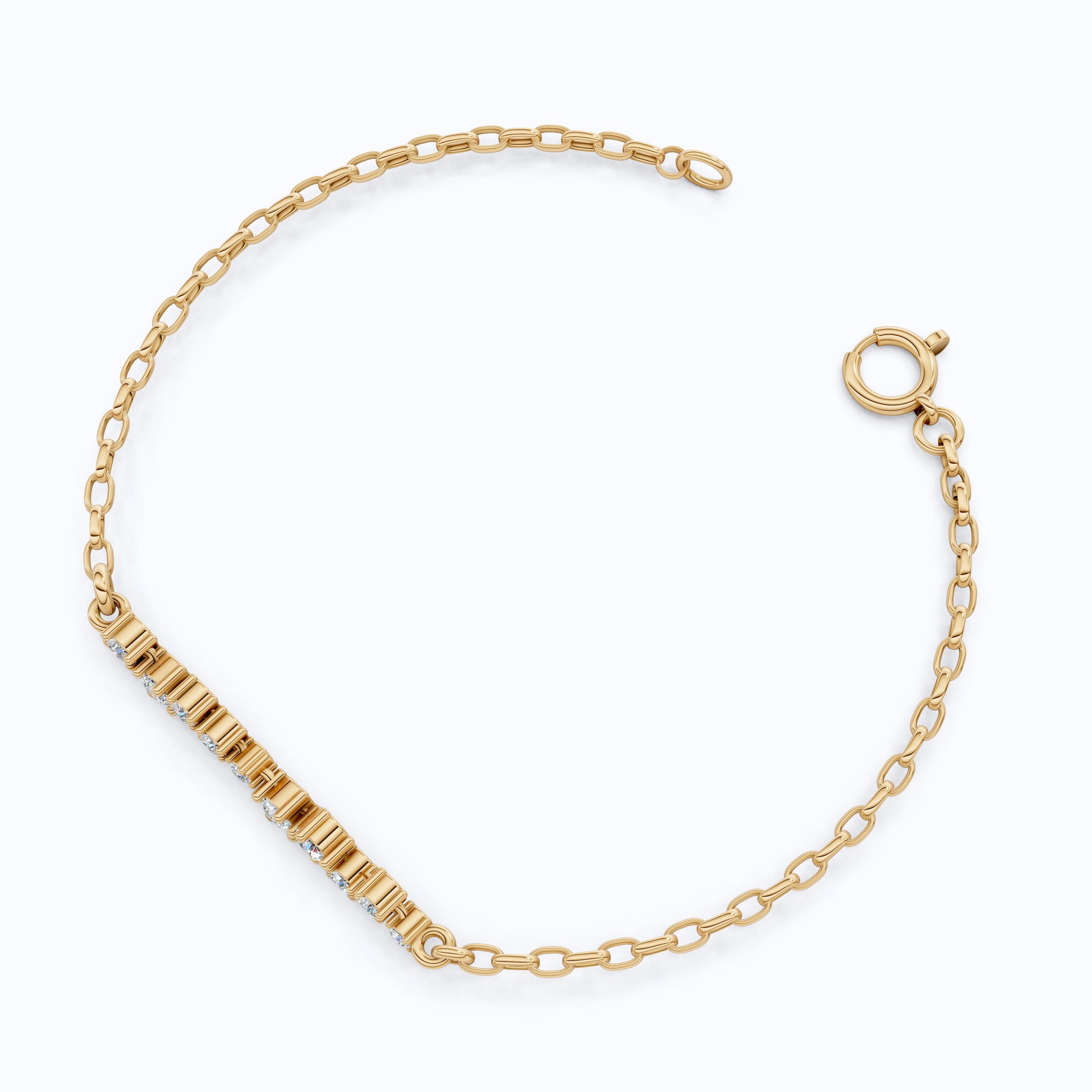 Dainty Cluster Bar Chain Bracelet in 14k Solid Gold, 0.55 TCW Round Cut Lab Created Diamond, Delicate Gift for Her Jewelry