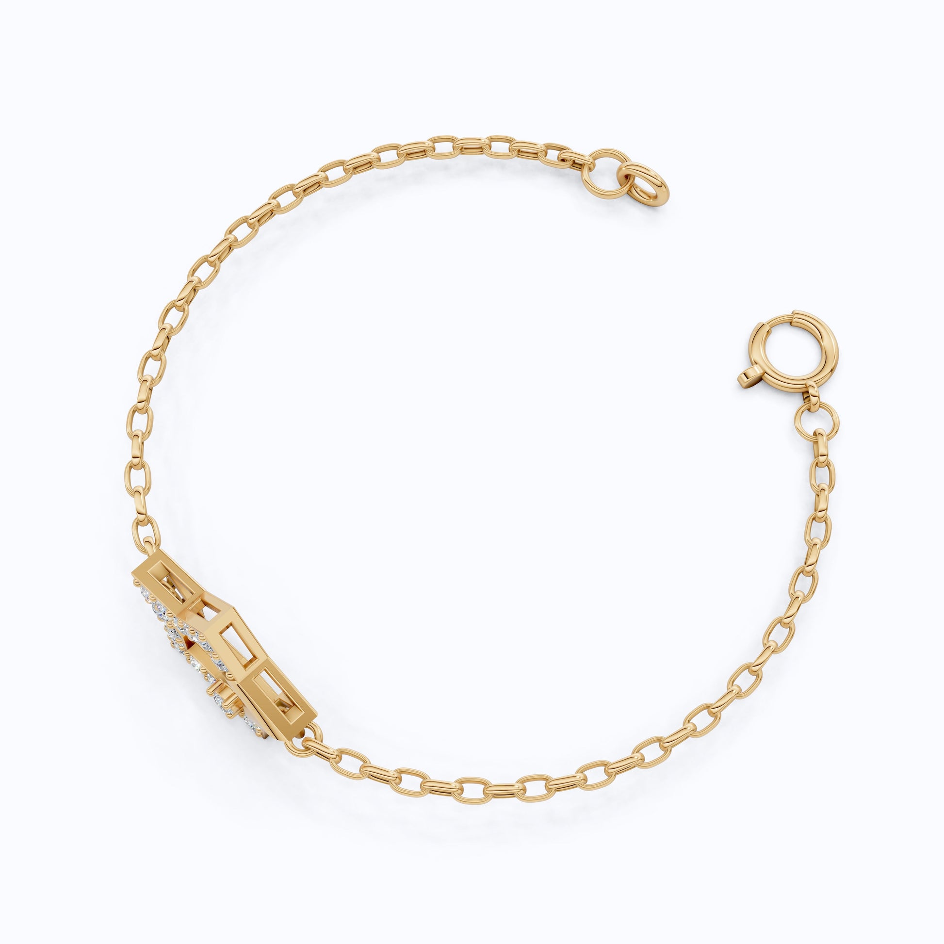 Unique Star Chain Bracelet in 14k Solid Gold, 0.41 TCW Round Cut Lab Created Diamond, Fashion Accessory Gift, Gift For Her