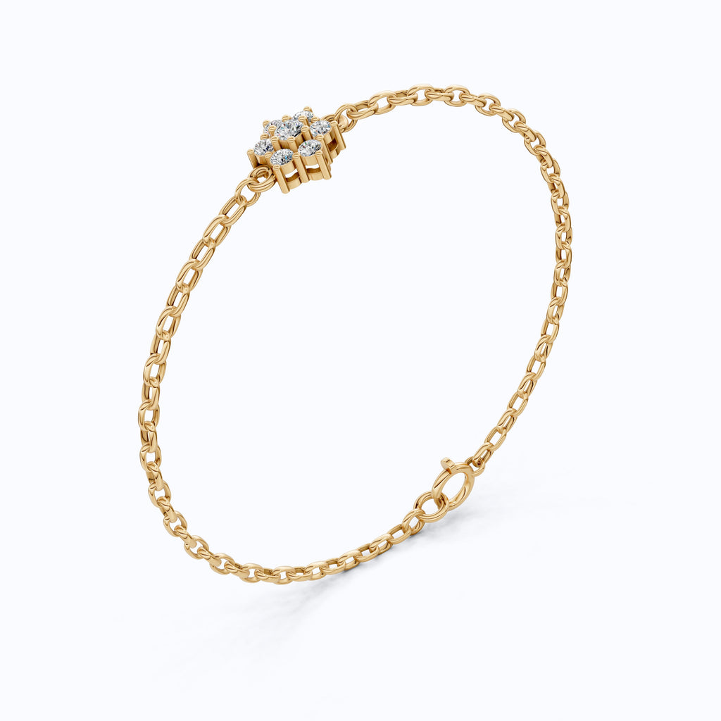 Nature Inspired Flower Band in 14k Solid Gold, 0.28 TCW Round Cut Lab Created Diamond, Delicate Wedding Band, Gift for Her Bridal Set