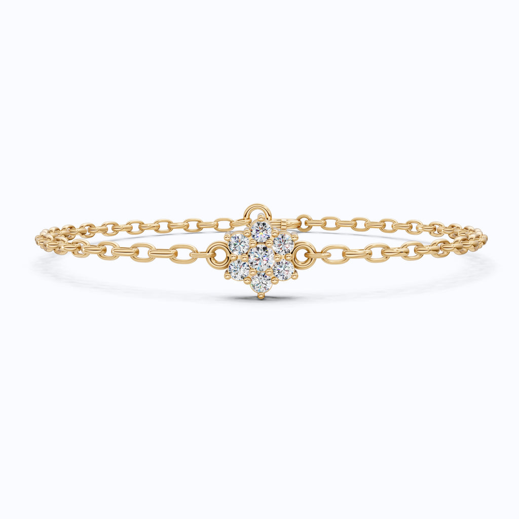 Nature Inspired Flower Band in 14k Solid Gold, 0.28 TCW Round Cut Lab Created Diamond, Delicate Wedding Band, Gift for Her Bridal Set