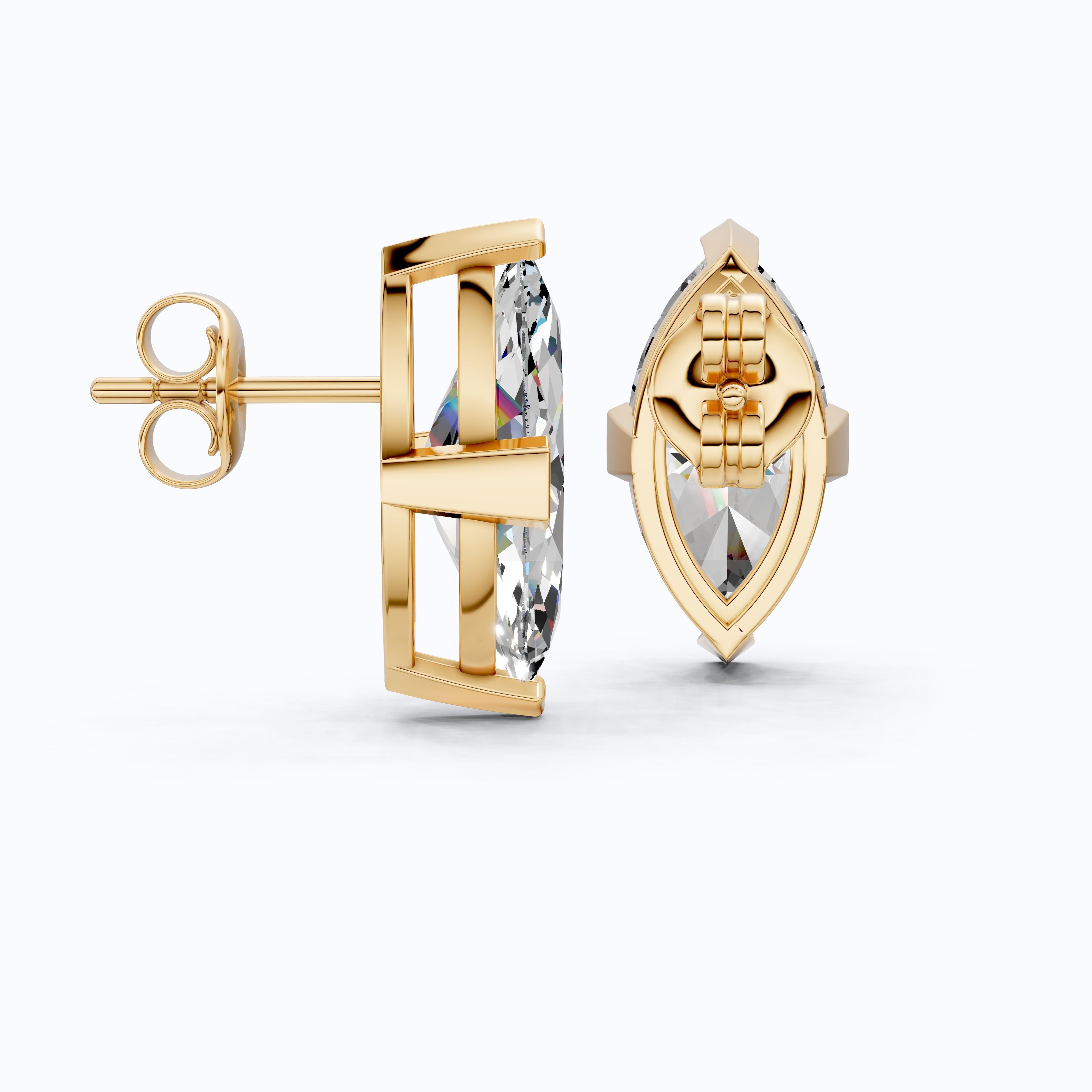 Timeless Marquise Stud Wedding Earrings in 14K Solid Gold, 1.00 TCW Marquise Cut Lab Created Diamonds, Birthday Gift for Her, Unique Stud Earrings