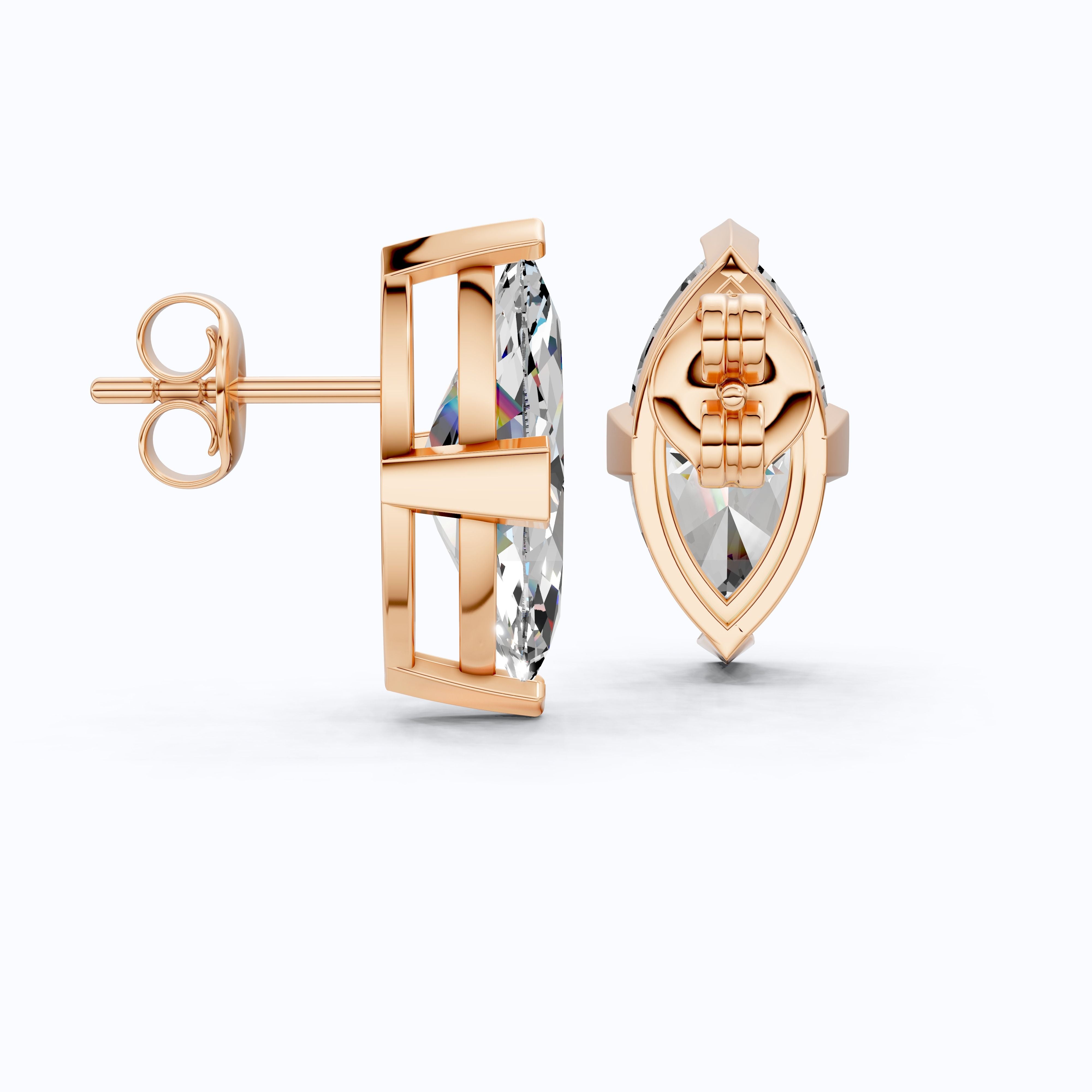 Timeless Marquise Stud Wedding Earrings in 14K Solid Gold, 1.00 TCW Marquise Cut Lab Created Diamonds, Birthday Gift for Her, Unique Stud Earrings