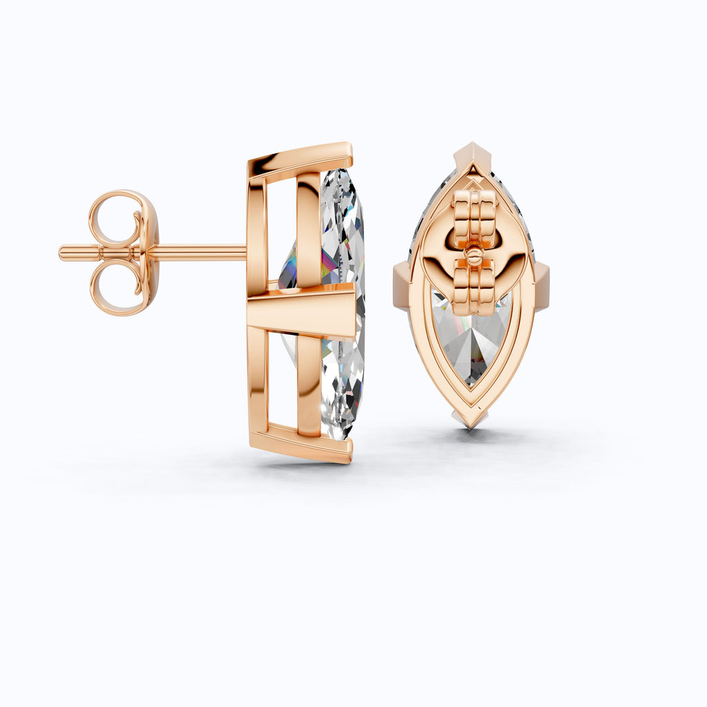Timeless Marquise Stud Wedding Earrings in 14K Solid Gold, 1.00 TCW Marquise Cut Lab Created Diamonds, Birthday Gift for Her, Unique Stud Earrings