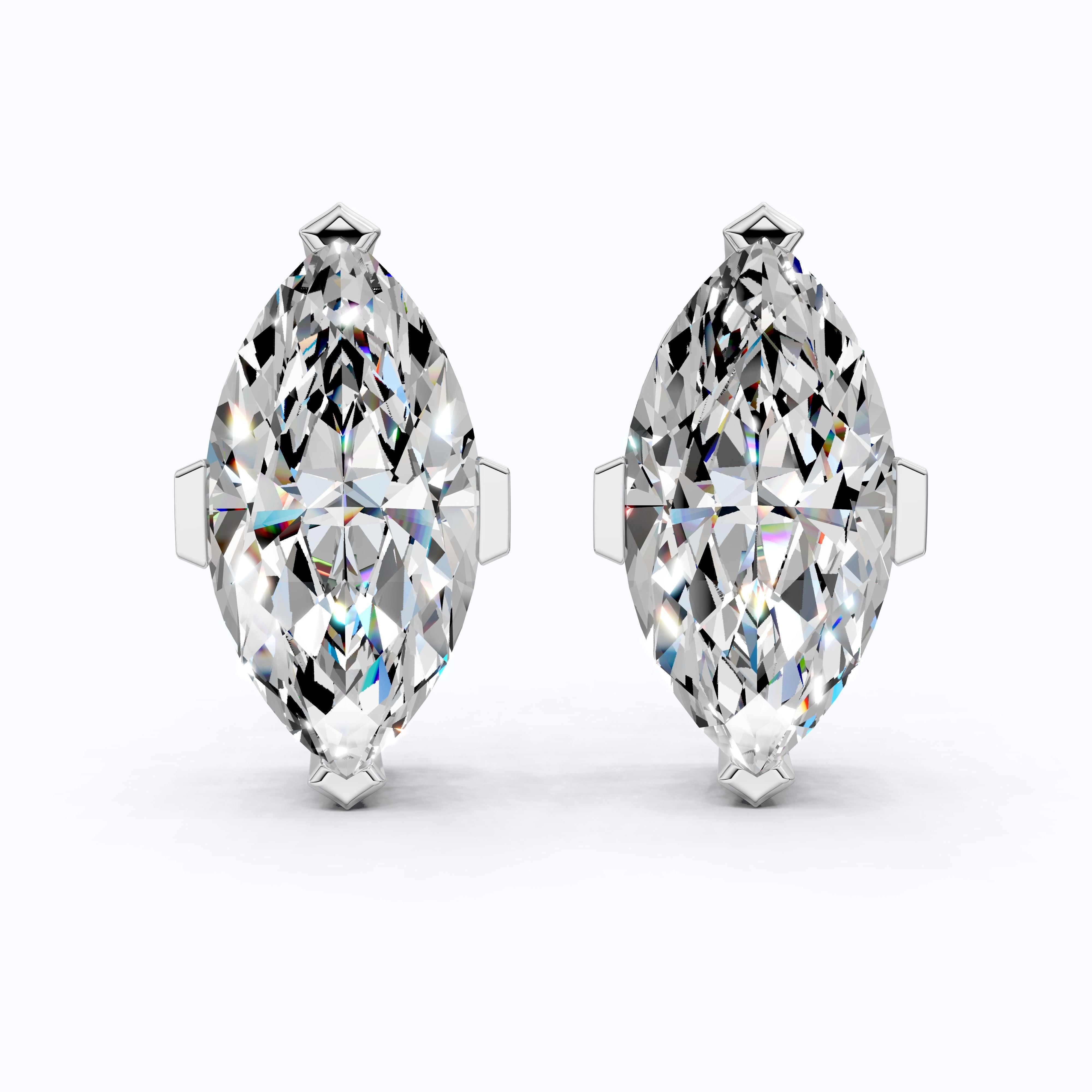 Timeless Marquise Stud Wedding Earrings in 14K Solid Gold, 1.00 TCW Marquise Cut Lab Created Diamonds, Birthday Gift for Her, Unique Stud Earrings
