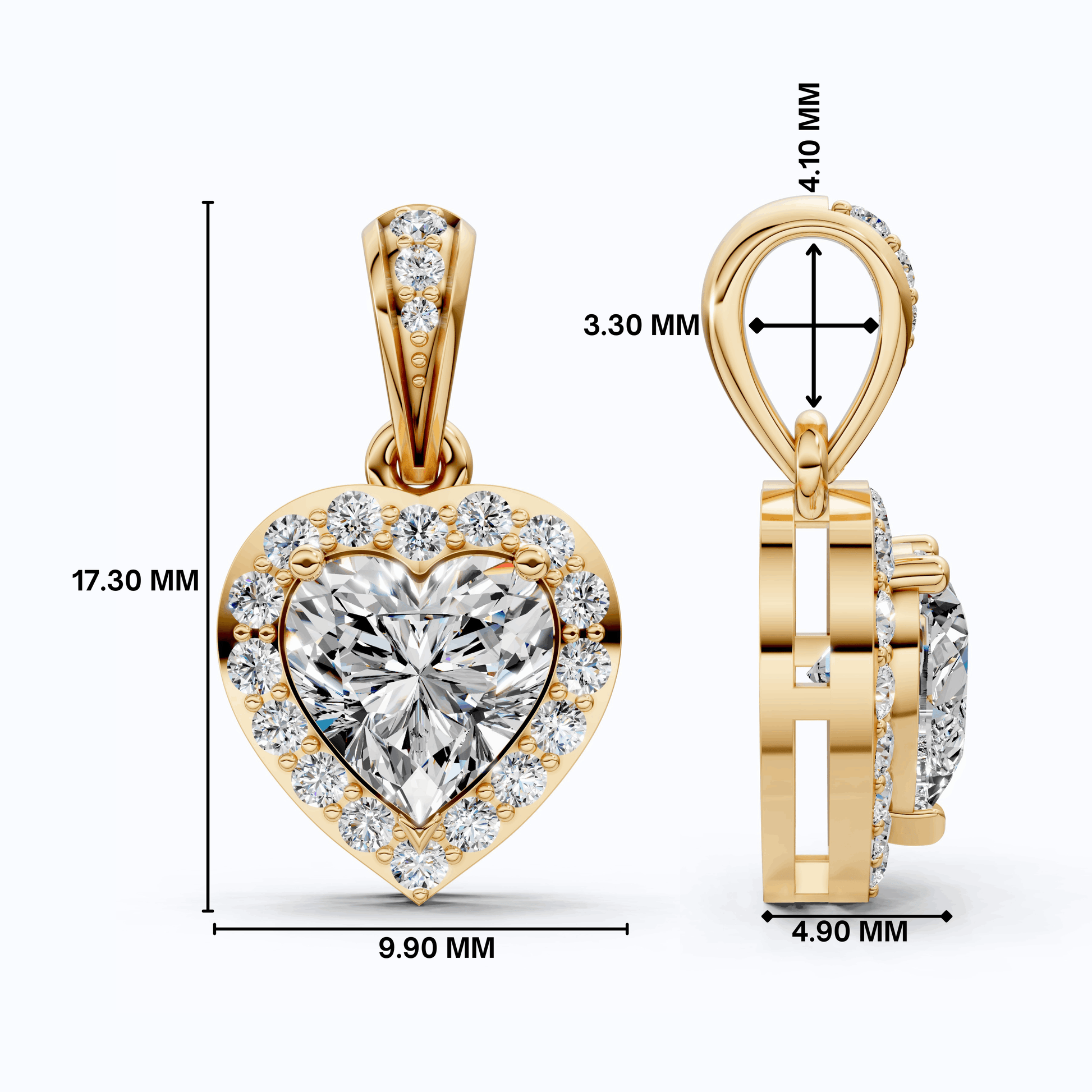 Sparkling Heart Halo Wedding Pendant in 14k Solid Gold, 1.00 CT Heart Cut Lab Grown Diamond, Bridal Jewelry, Anniversary Gift For Wife