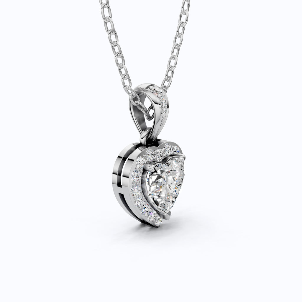 Sparkling Heart Halo Wedding Pendant in 14k Solid Gold, 1.00 CT Heart Cut Lab Grown Diamond, Bridal Jewelry, Anniversary Gift For Wife