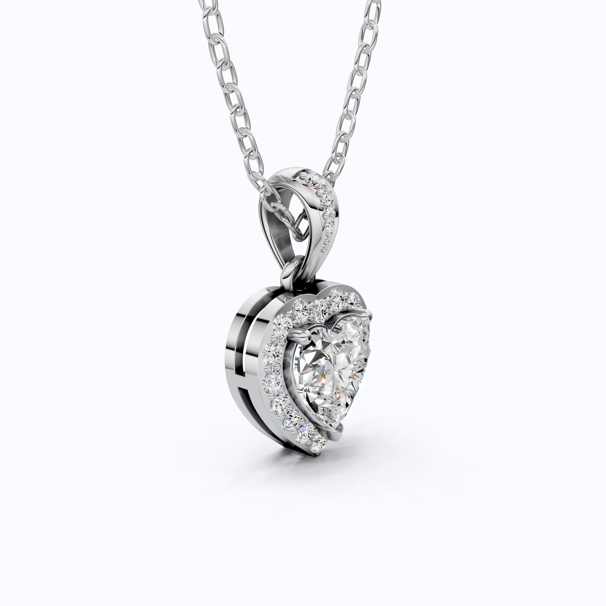 Sparkling Heart Halo Wedding Pendant in 14k Solid Gold, 1.00 CT Heart Cut Lab Grown Diamond, Bridal Jewelry, Anniversary Gift For Wife