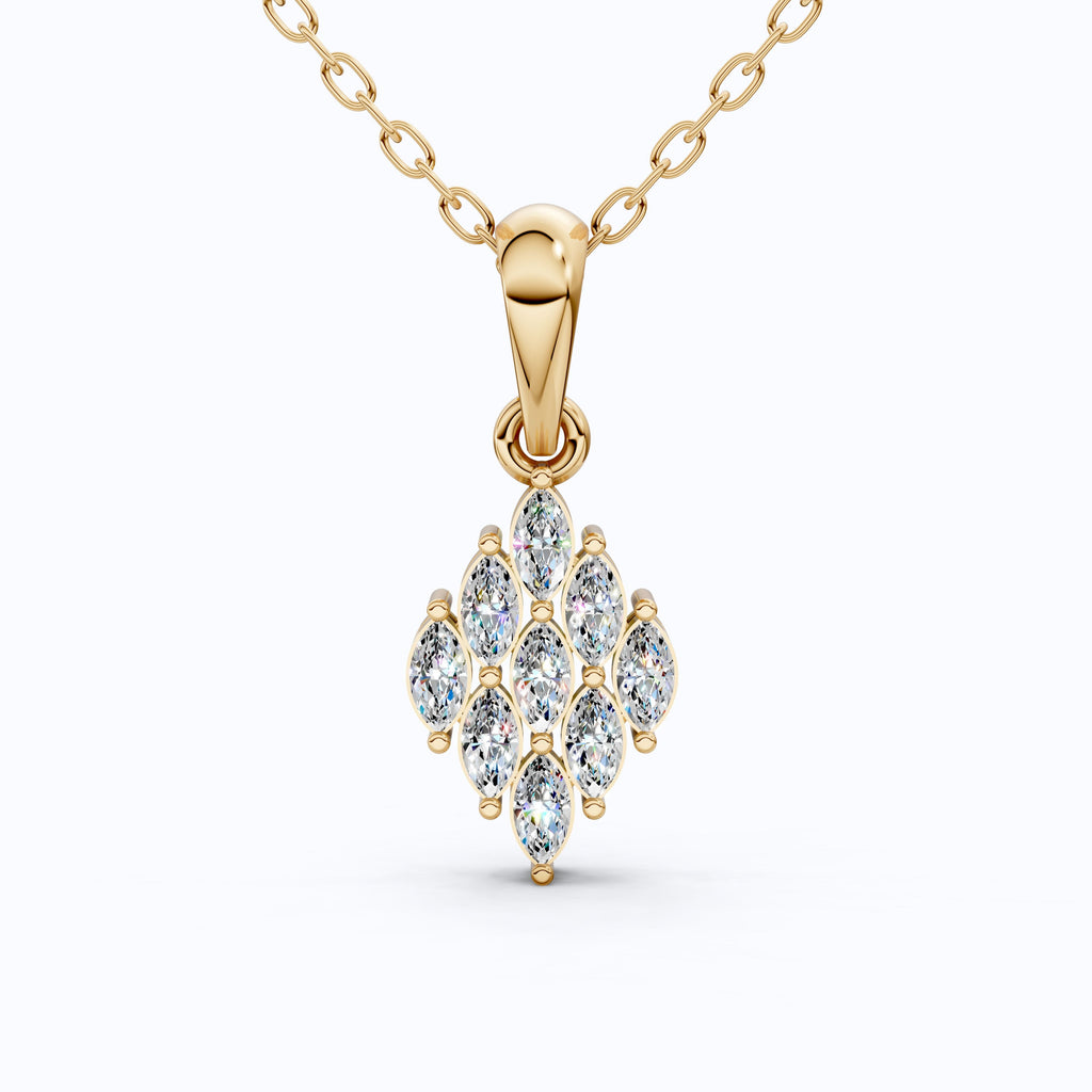 Vintage-Inspired Marquise Diamond Cluster Pendant in 14k Solid Gold, 0.58 TCW Marquise Cut Lab Grown Diamonds, Bridal Jewelry Gift, Everyday Pendant