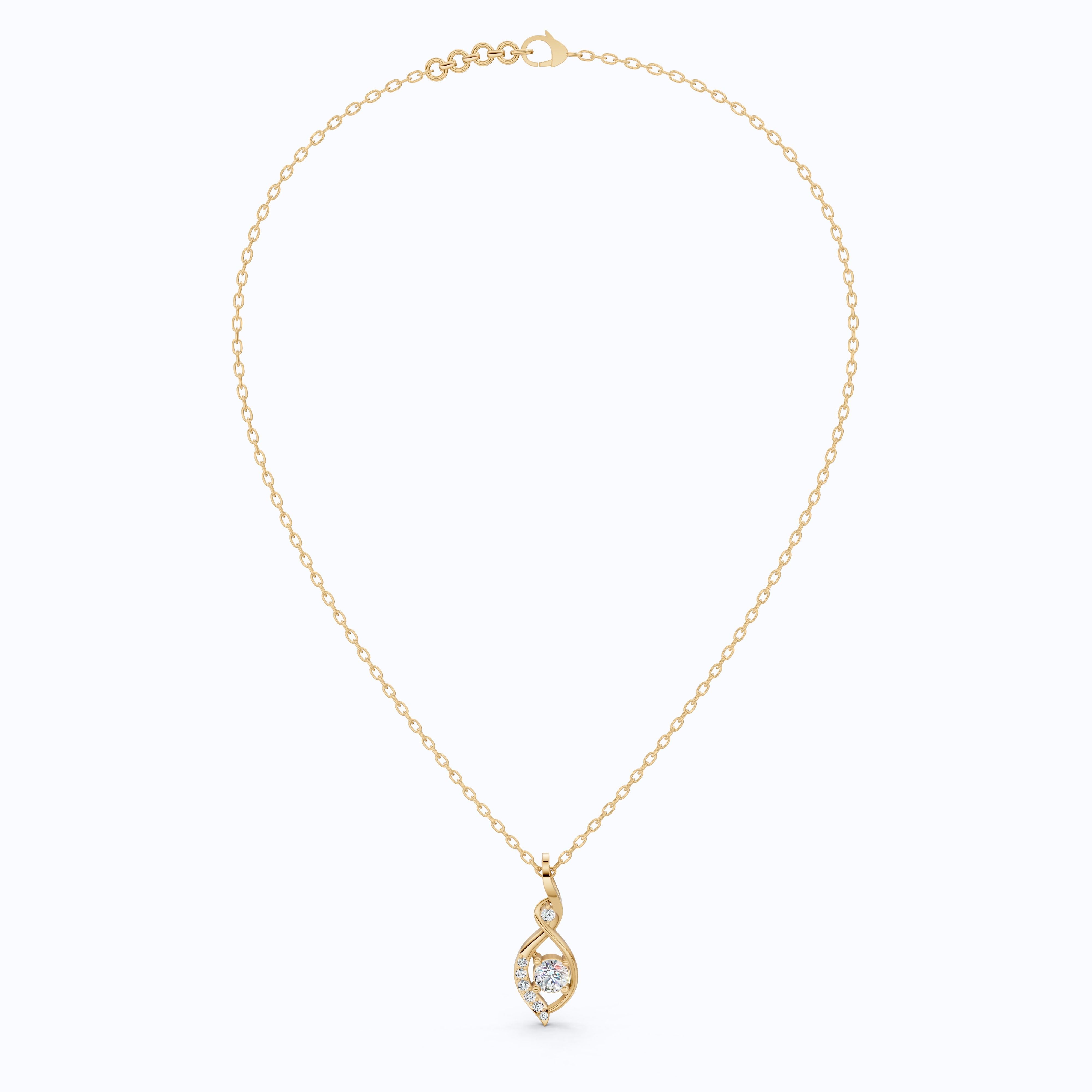 Award-Inspired Infinity Twist Wedding Pendant in 14K Solid Gold, 0.37 TCW Round Cut Lab Grown Diamonds, Anniversary Gift for Her, Handmade Bridal Jewelry